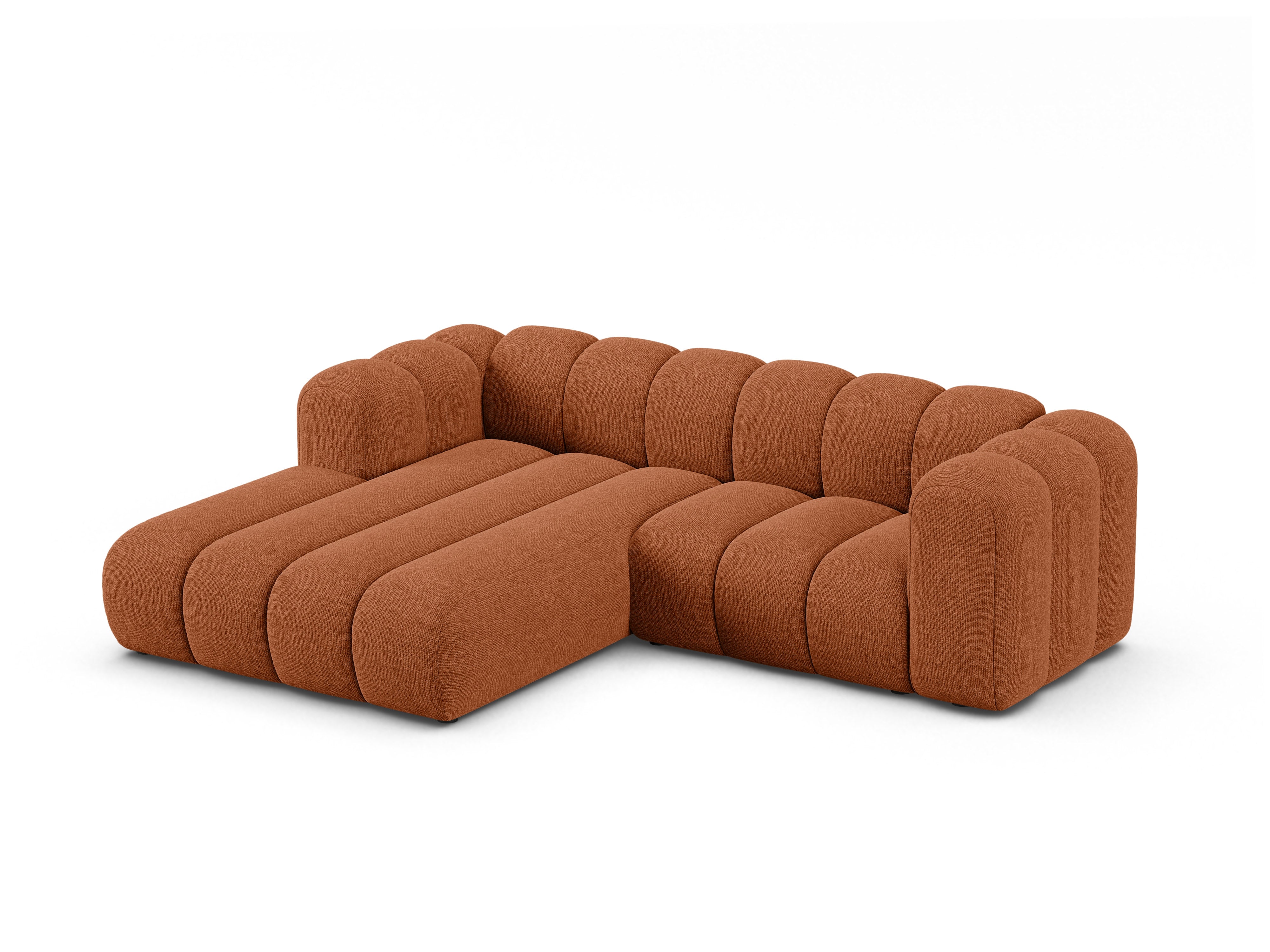 3-sitzige linke Eckcouch LUPINE ziegelrot Chenille