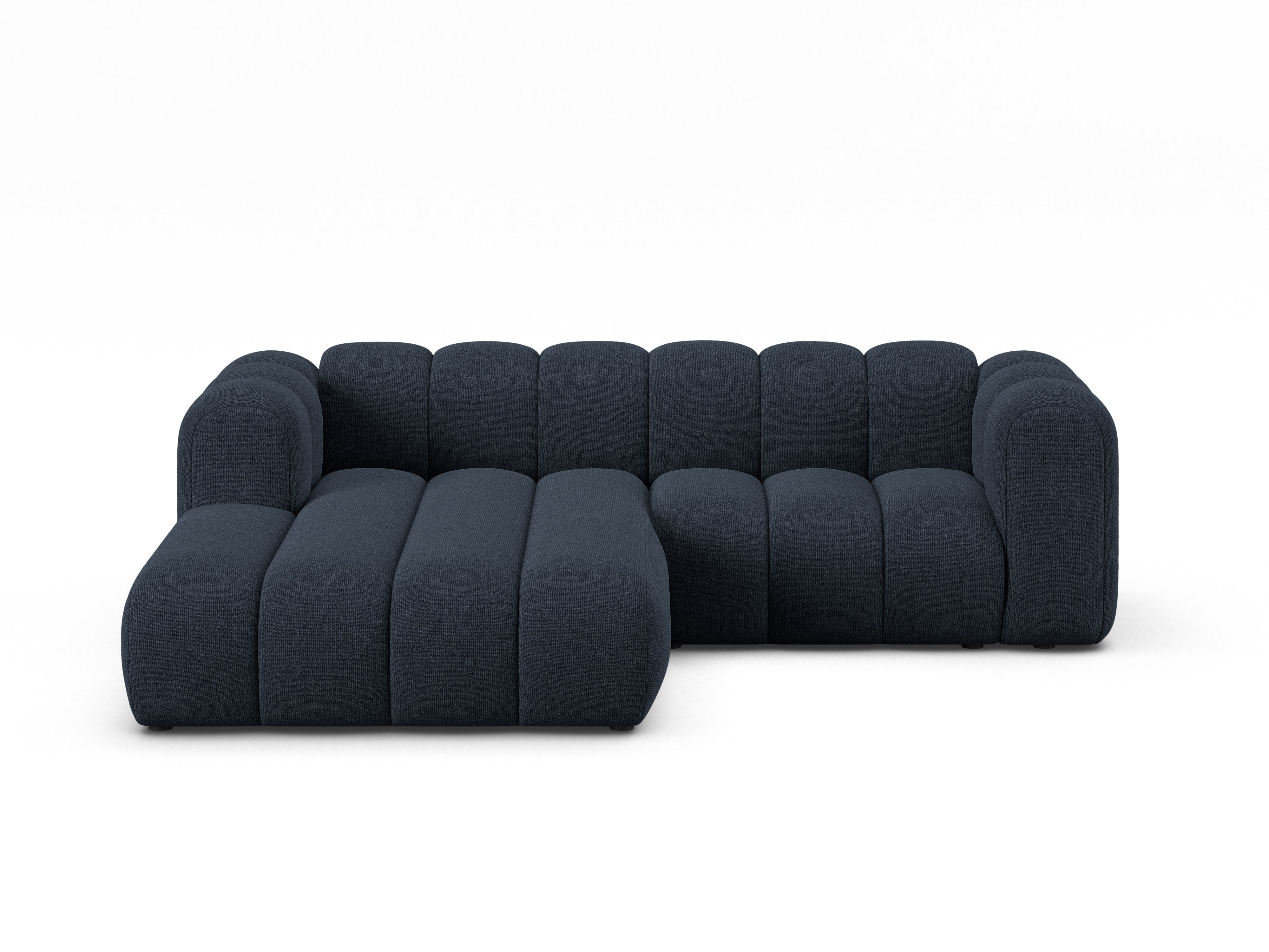 3-sitziger linker Ecksofa LUPINE in marineblauem Chenille