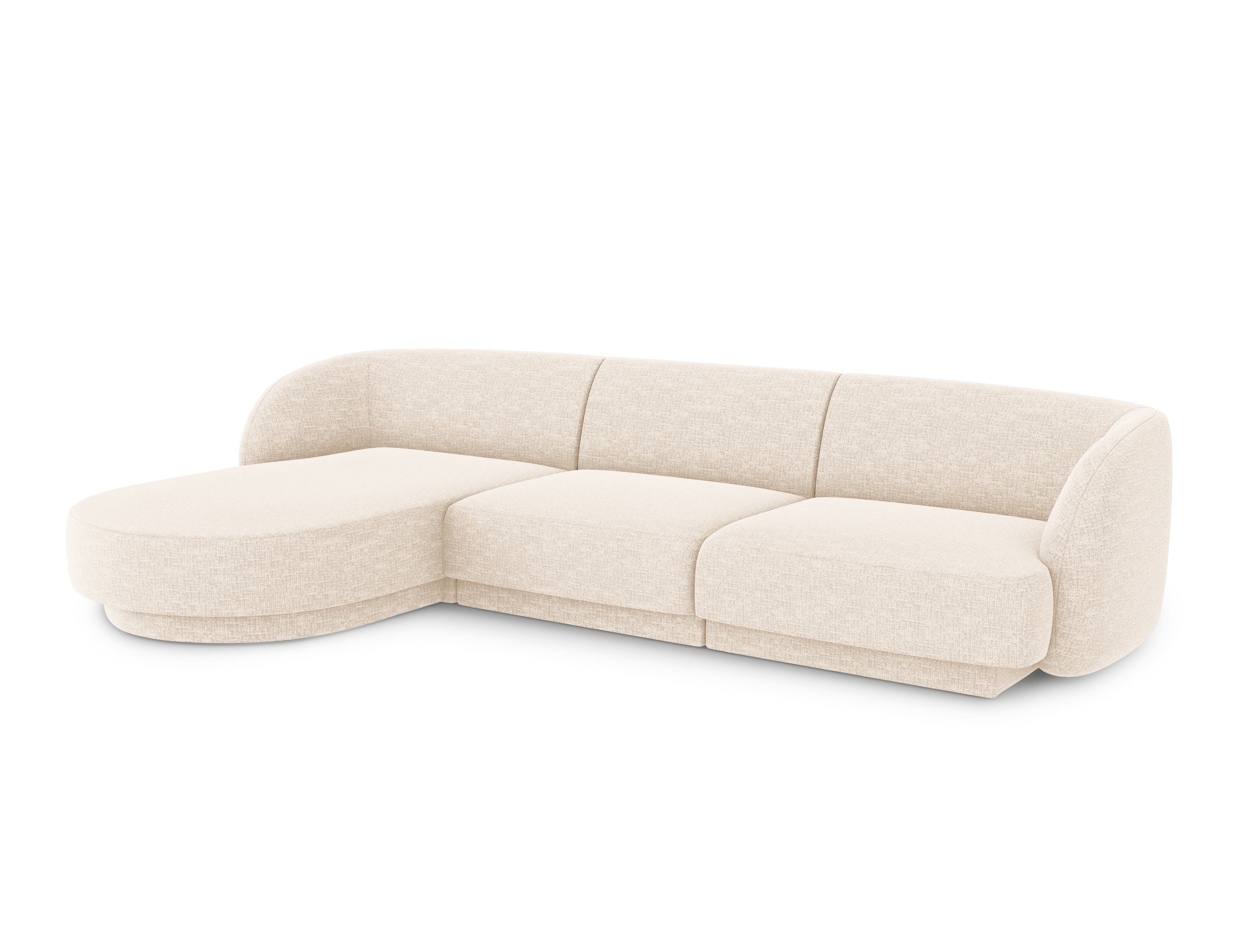 4-sitziger linker Ecksofa MILEY Elfenbein Chenille