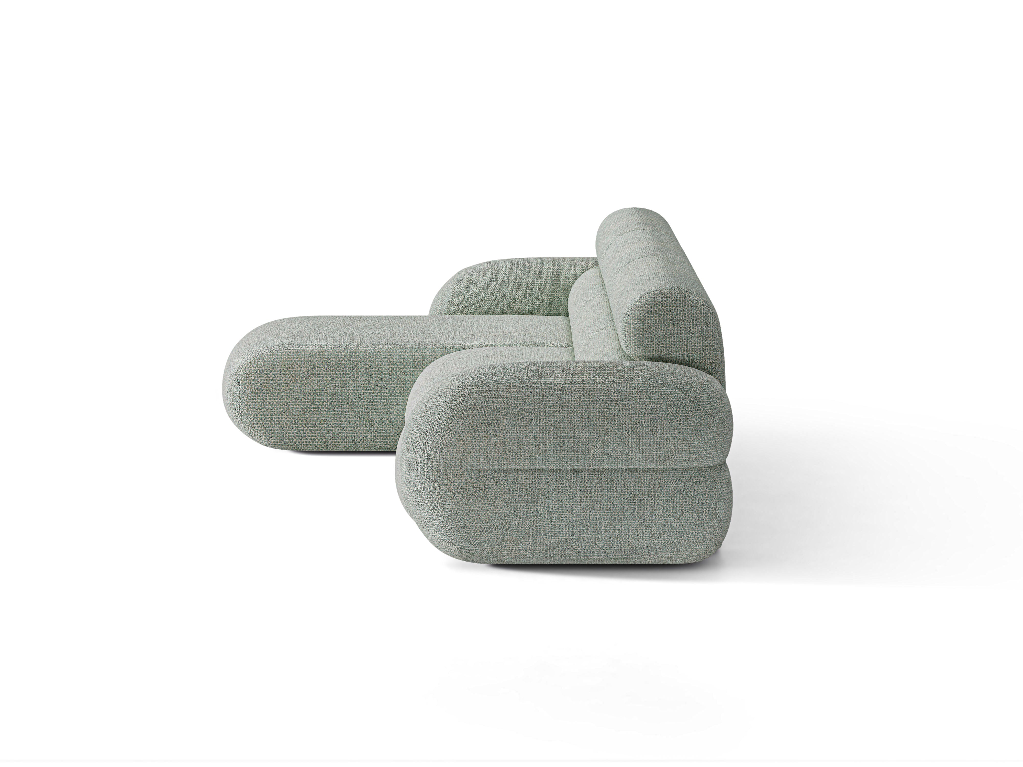 Linke NEO-Eckcouch in blauer Melange
