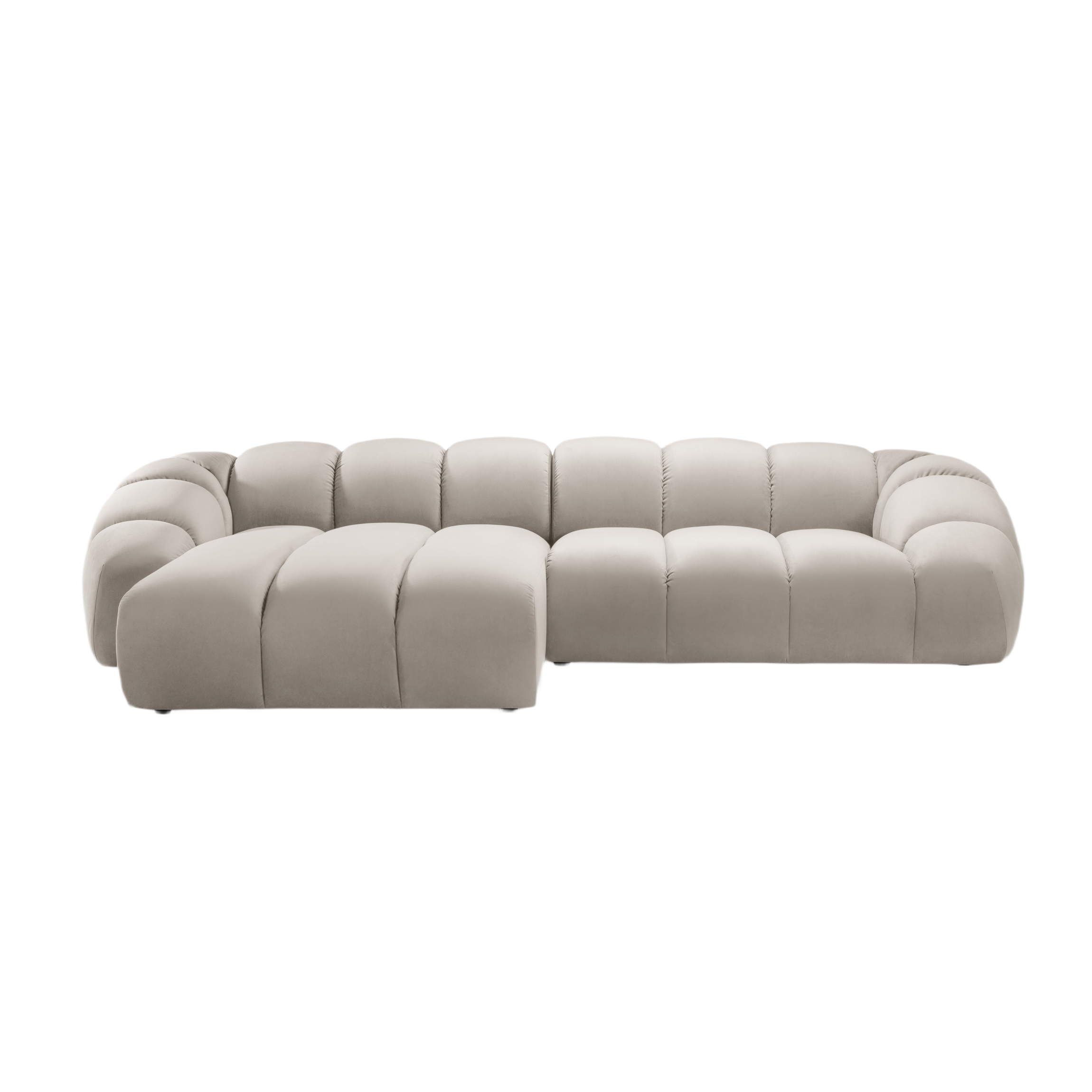 Samt-Ecksofa für 4 Personen linksseitig DIANA beige