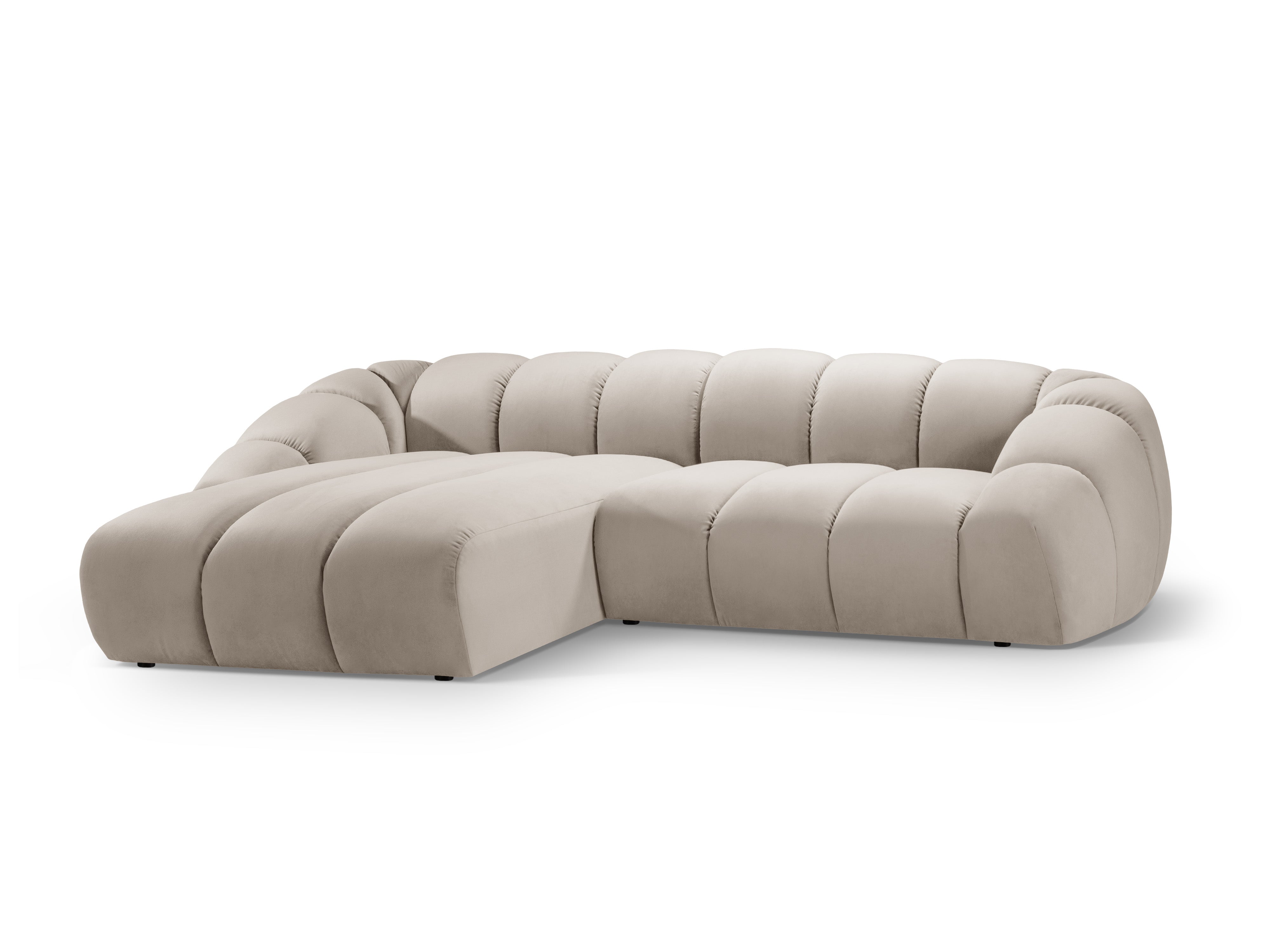 Samt-Ecksofa für 4 Personen linksseitig DIANA beige