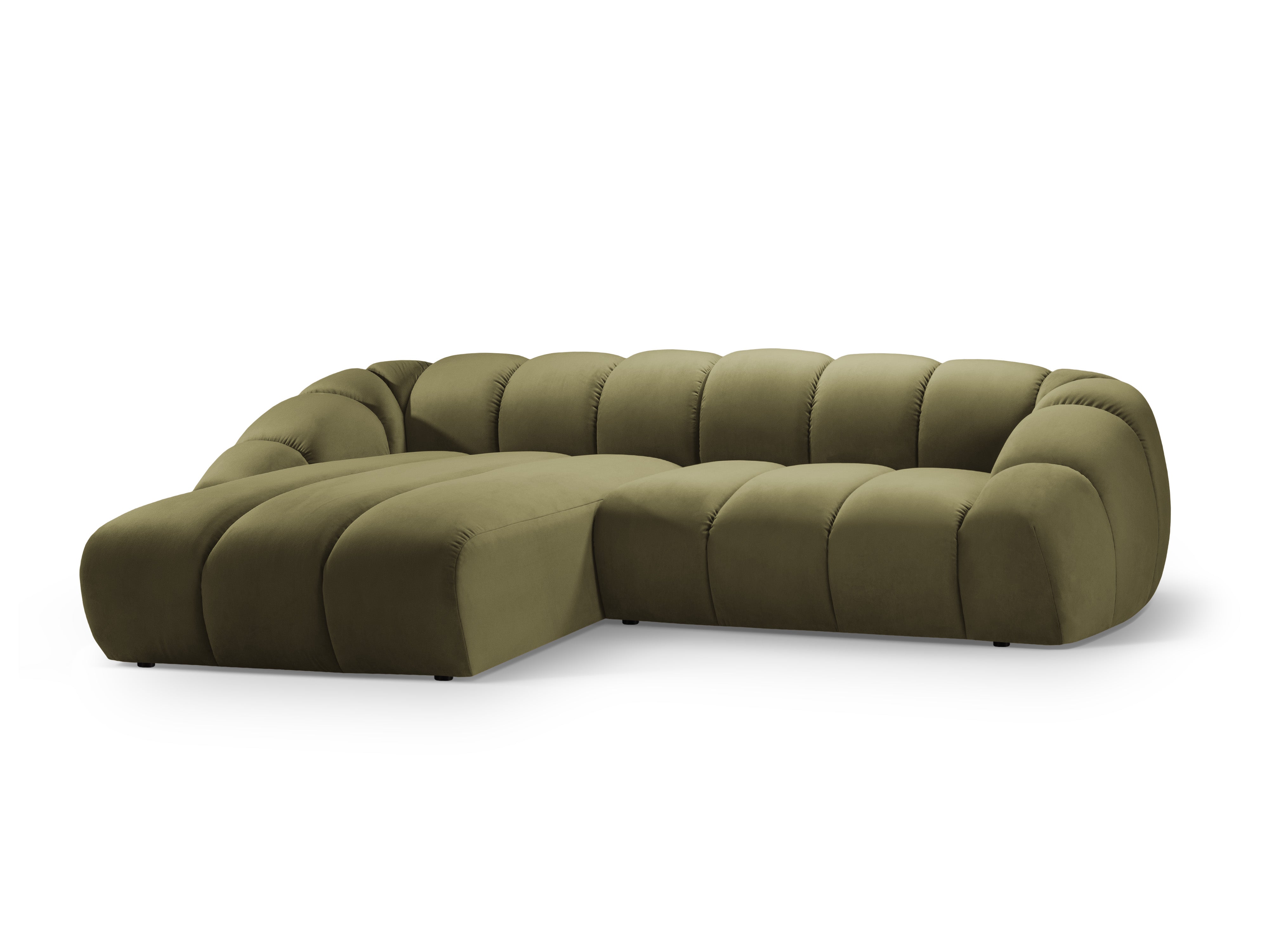 Velvet corner sofa for 4 people, left-sided, DIANA, green