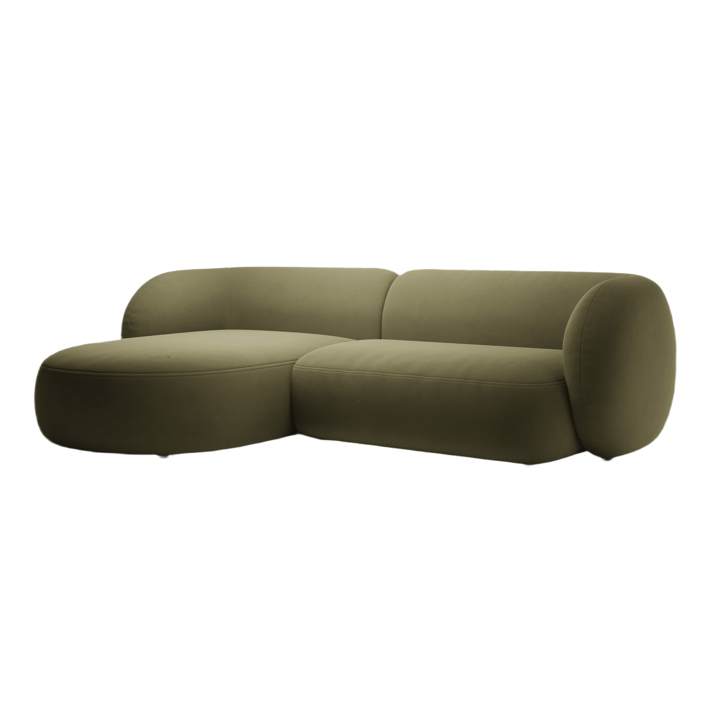 Left-facing velvet corner sofa for 3 people KATE green