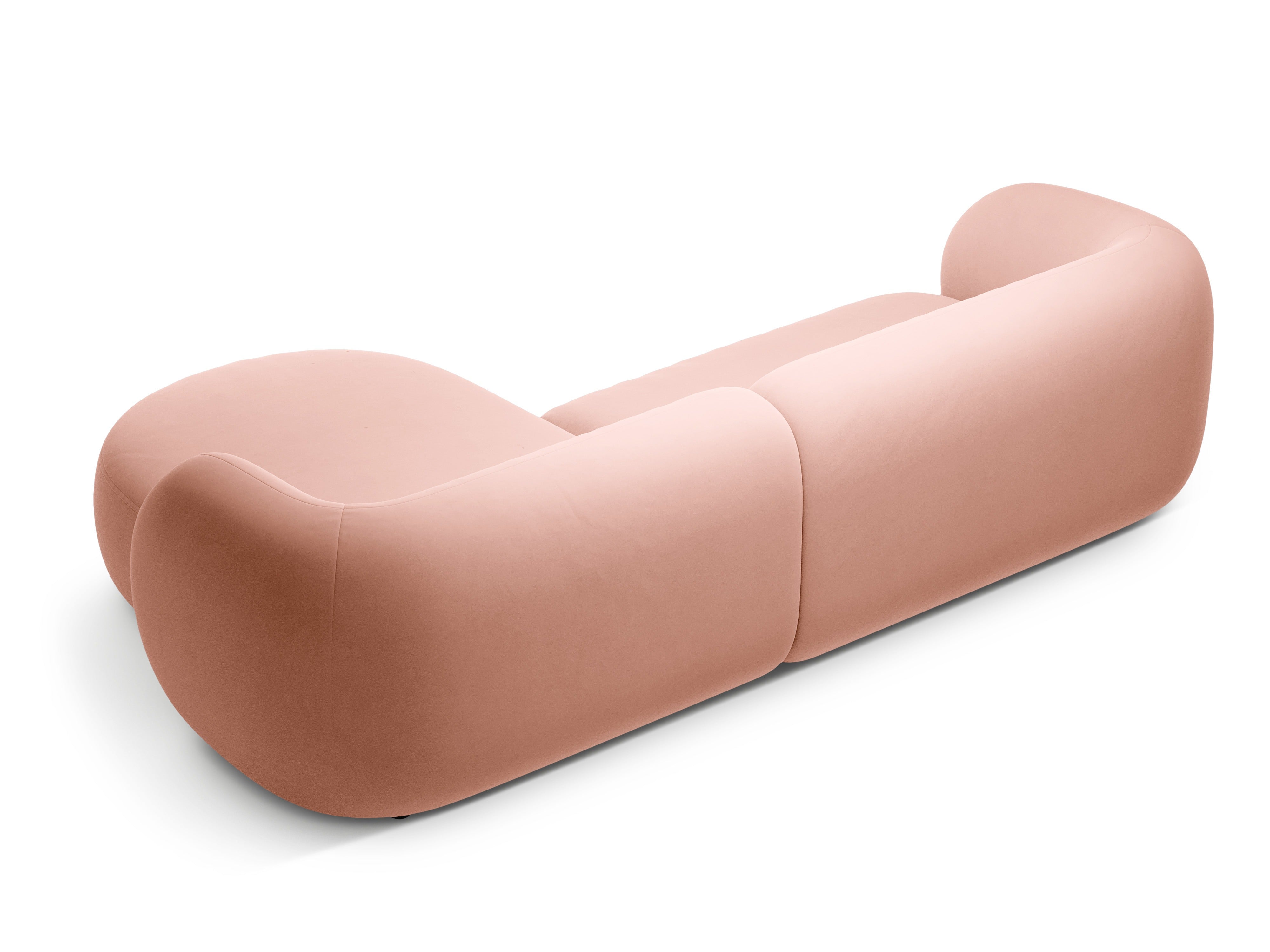 Samt-Ecksofa rechtsseitig 3-sitzig KATE rosa