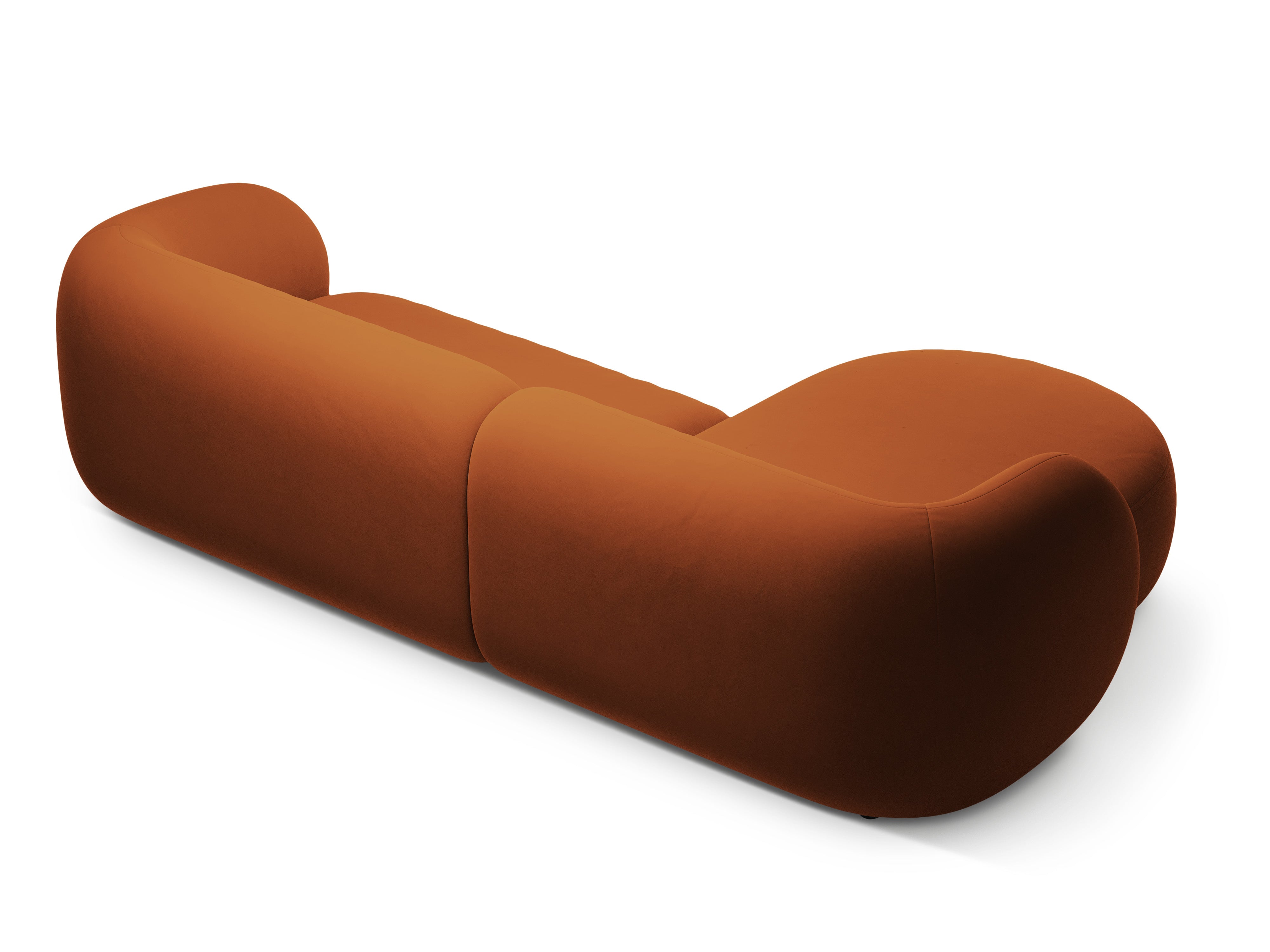 Left-facing velvet corner sofa 3-seater KATE terracotta