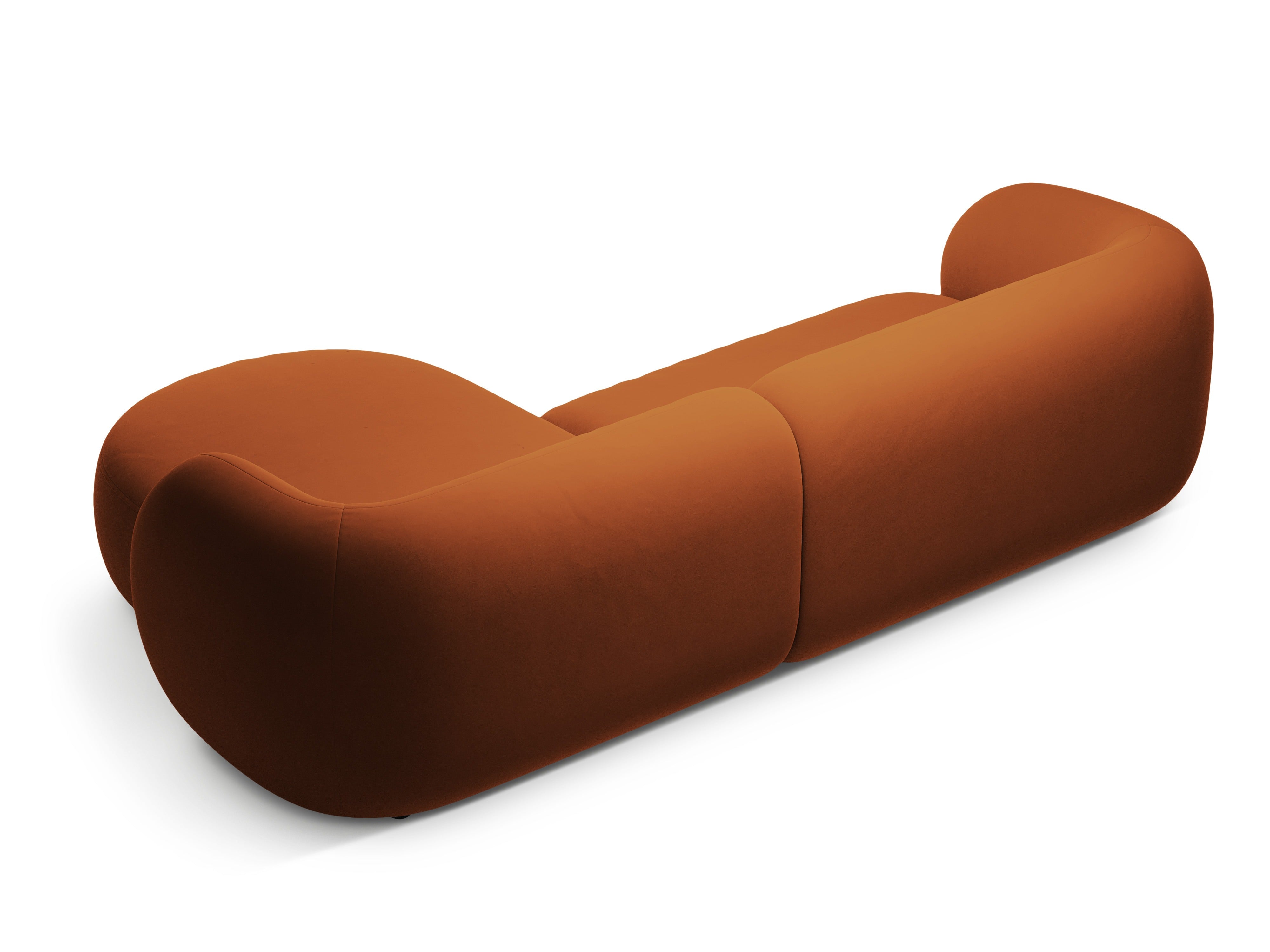 Right-facing velvet corner sofa 3-seater KATE terracotta