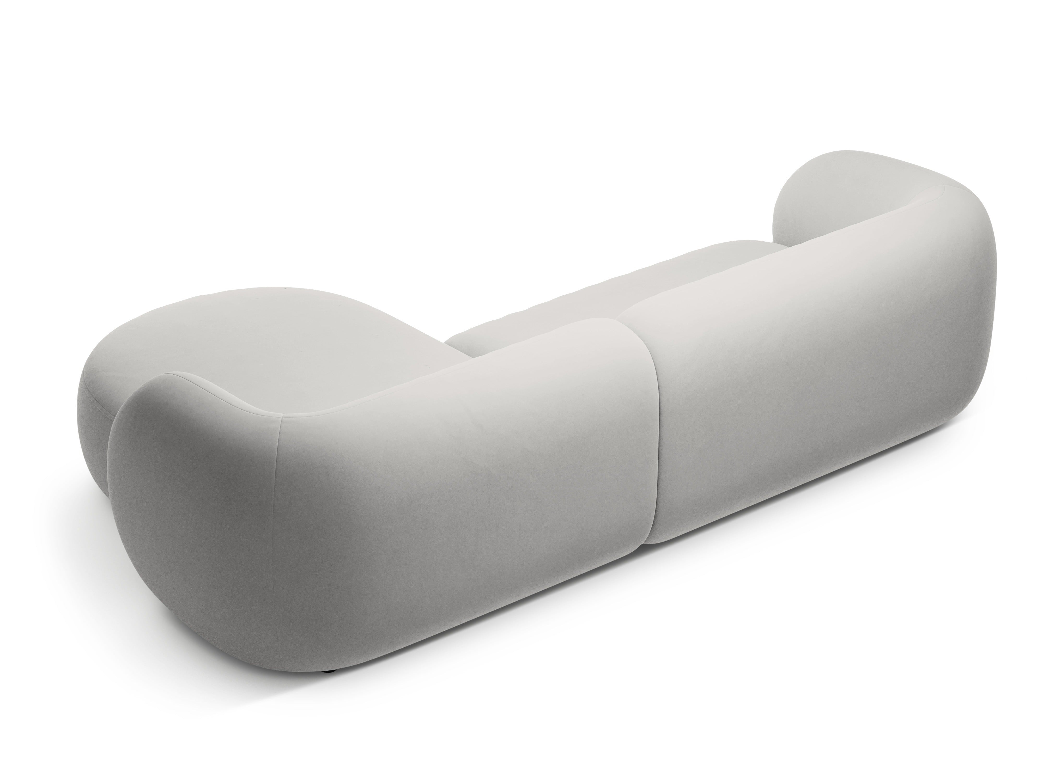 Samt-Ecksofa rechtsseitig 3-sitzig KATE hellgrau