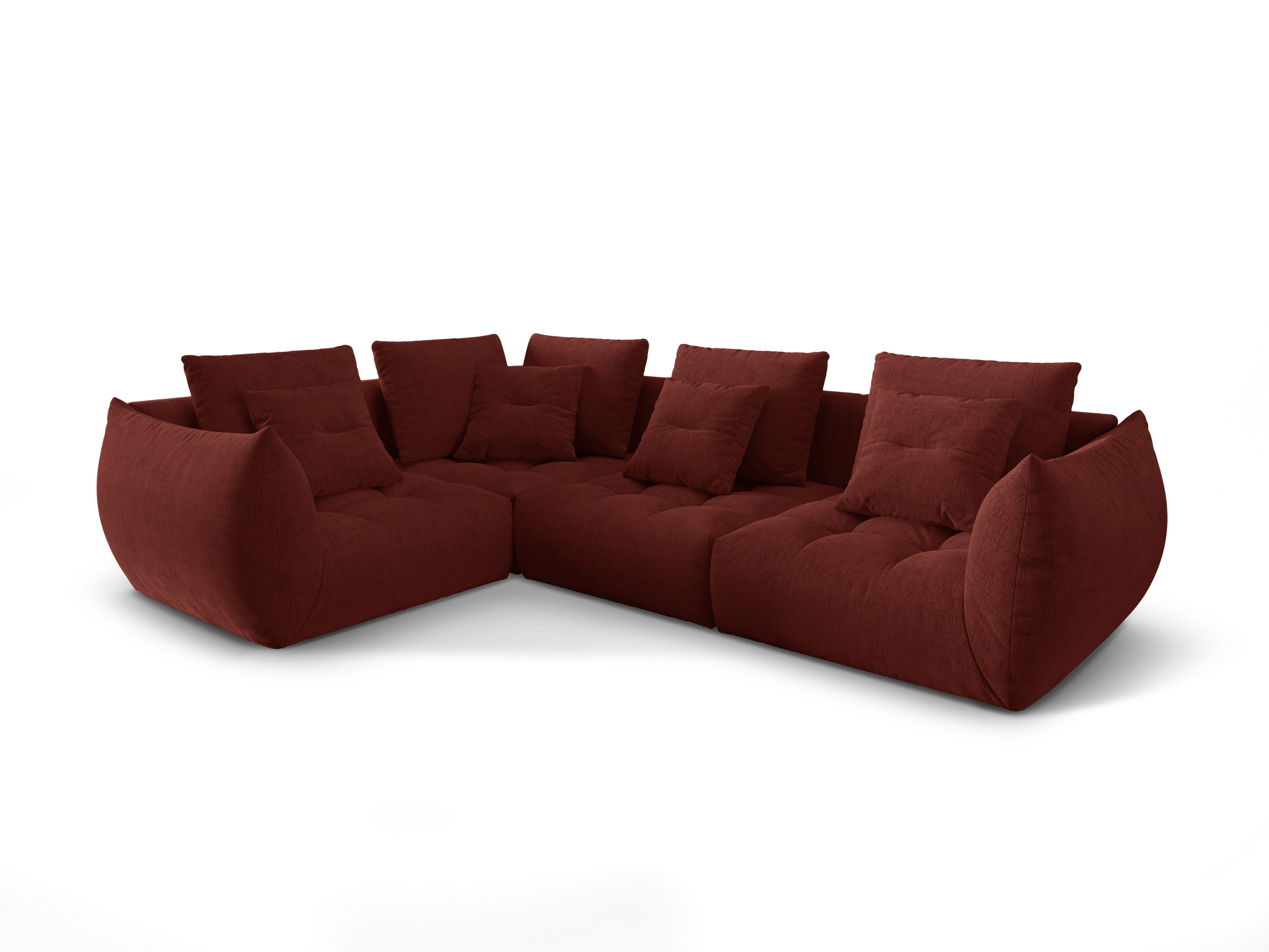 Modulares 3-Sitzer-Ecksofa links BLOOM rot Chenille