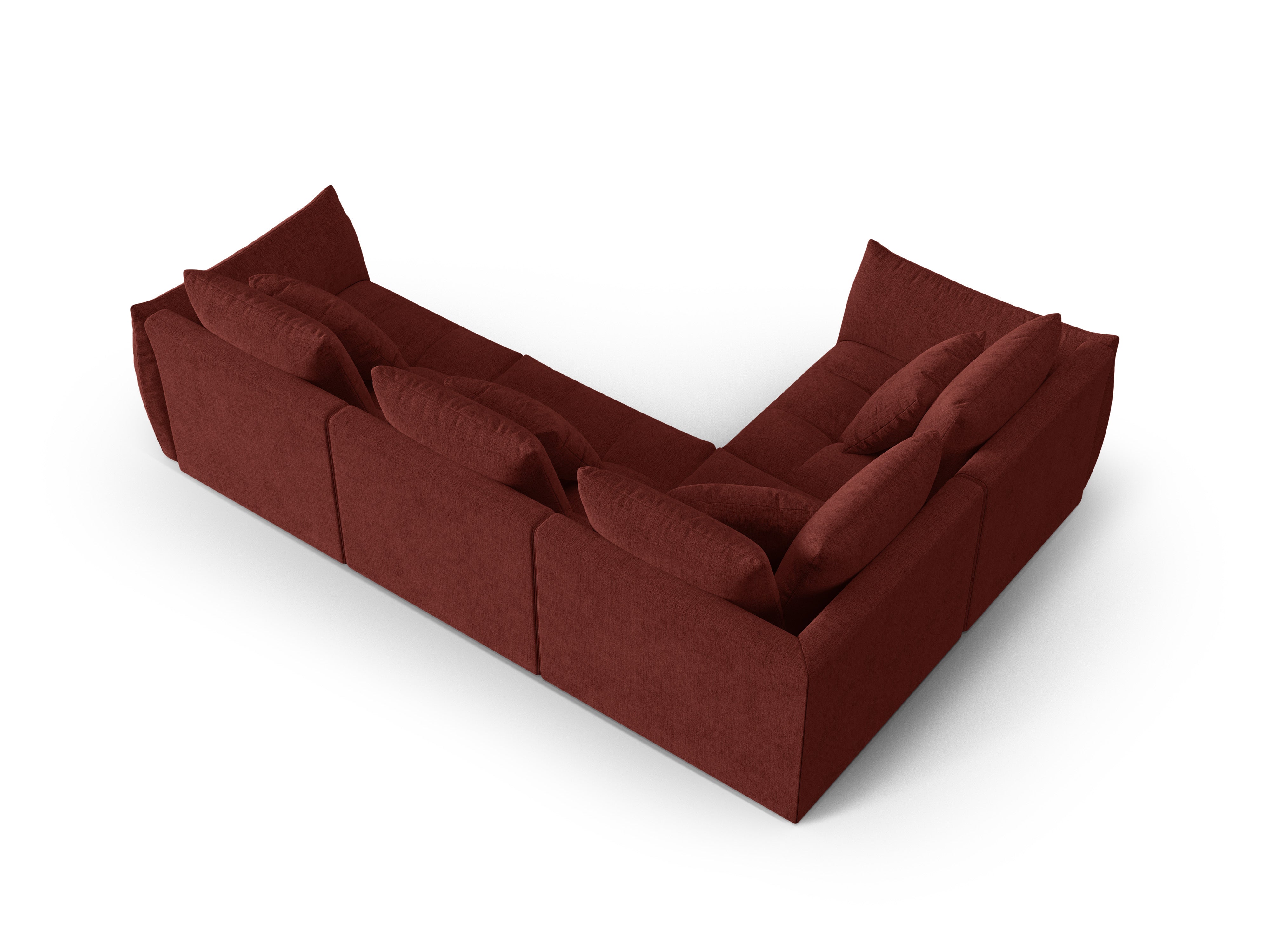 Modulares 3-Sitzer-Ecksofa links BLOOM rot Chenille