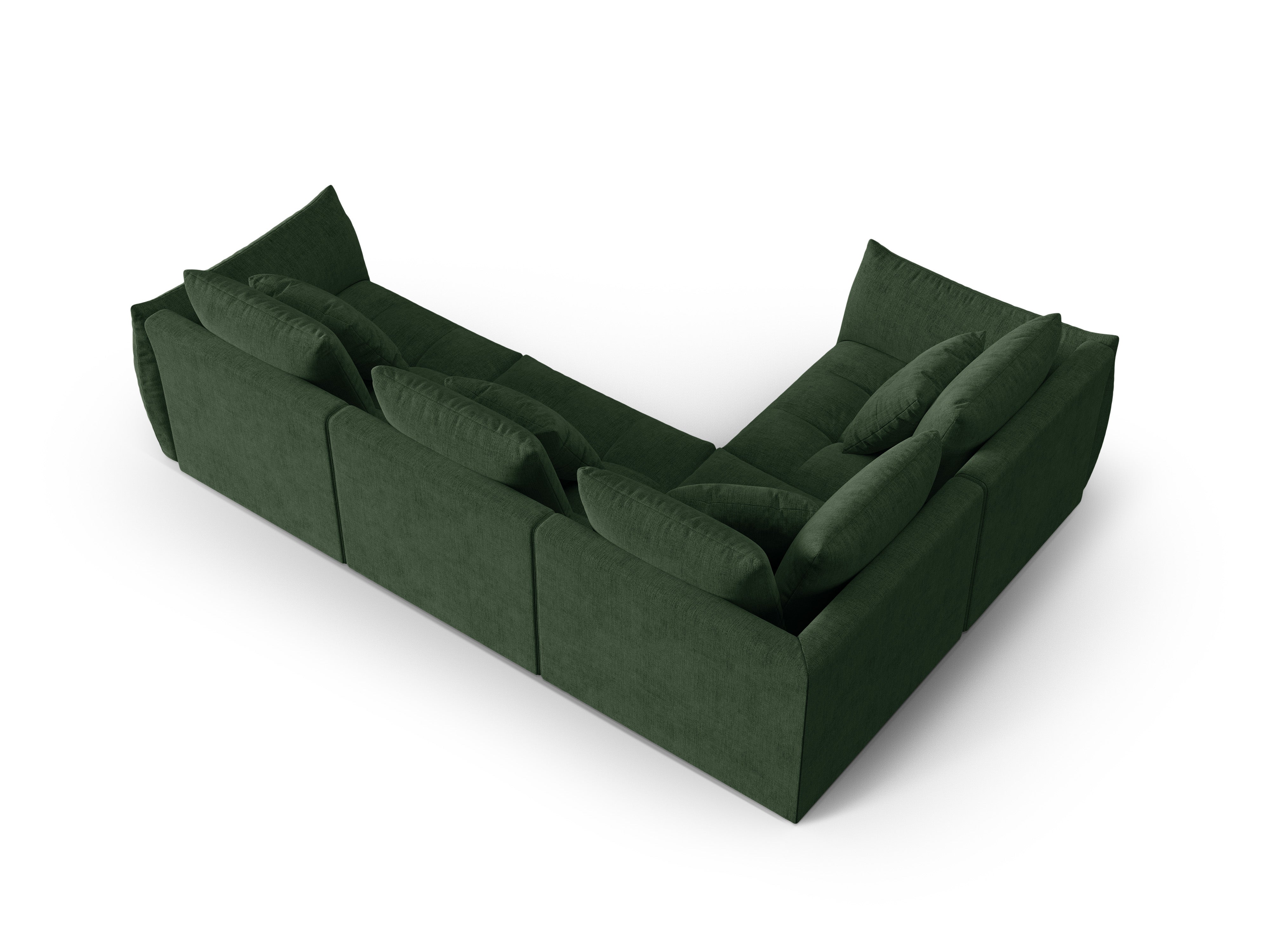 Left-facing 3-seater modular corner sofa BLOOM green chenille