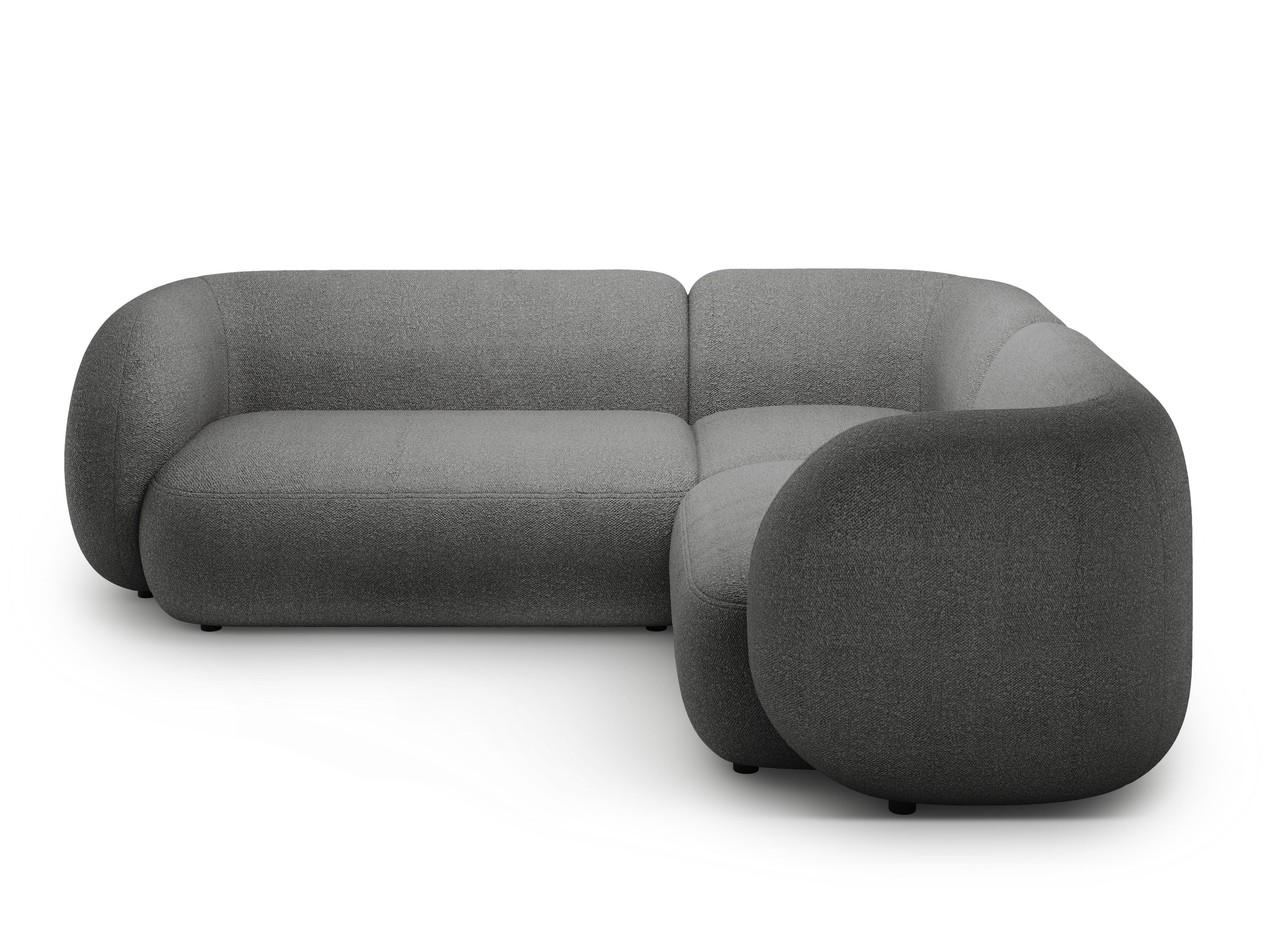 Right-facing 4-seater corner sofa KATE dark gray boucle