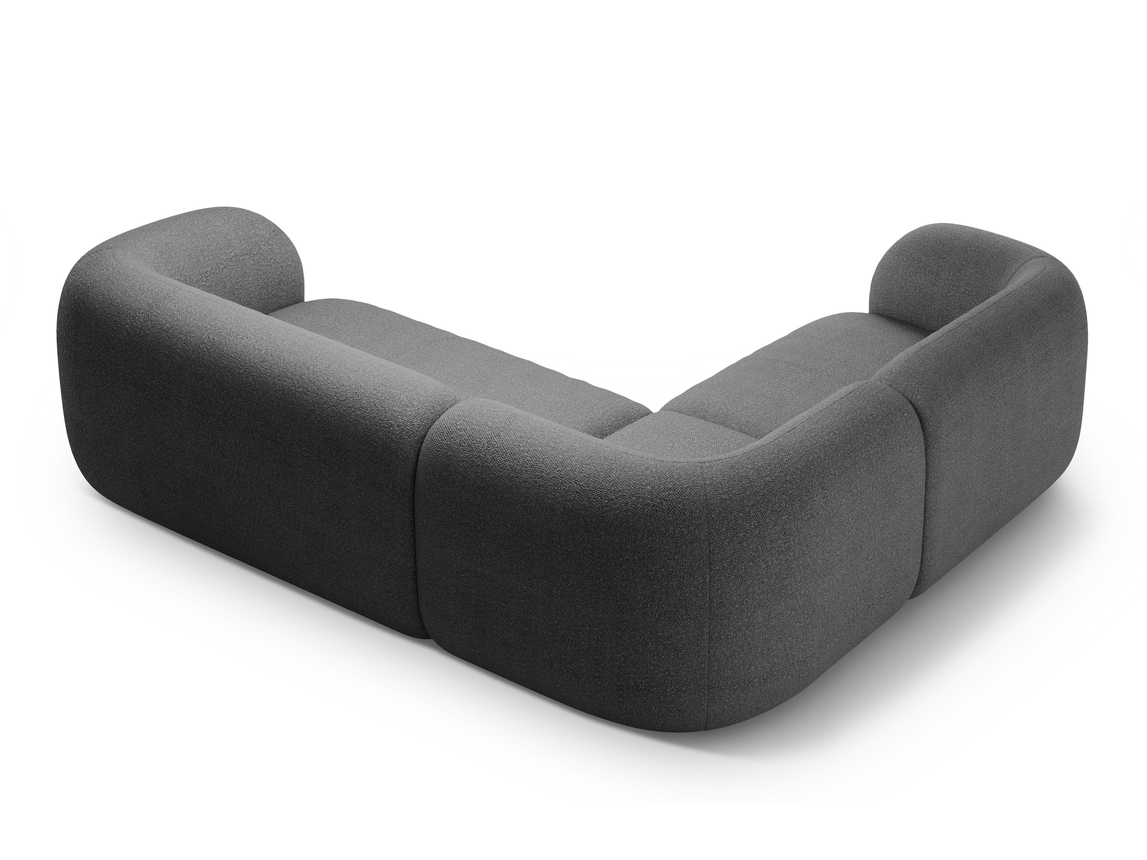 Left-sided corner sofa for 4 people KATE dark gray boucle