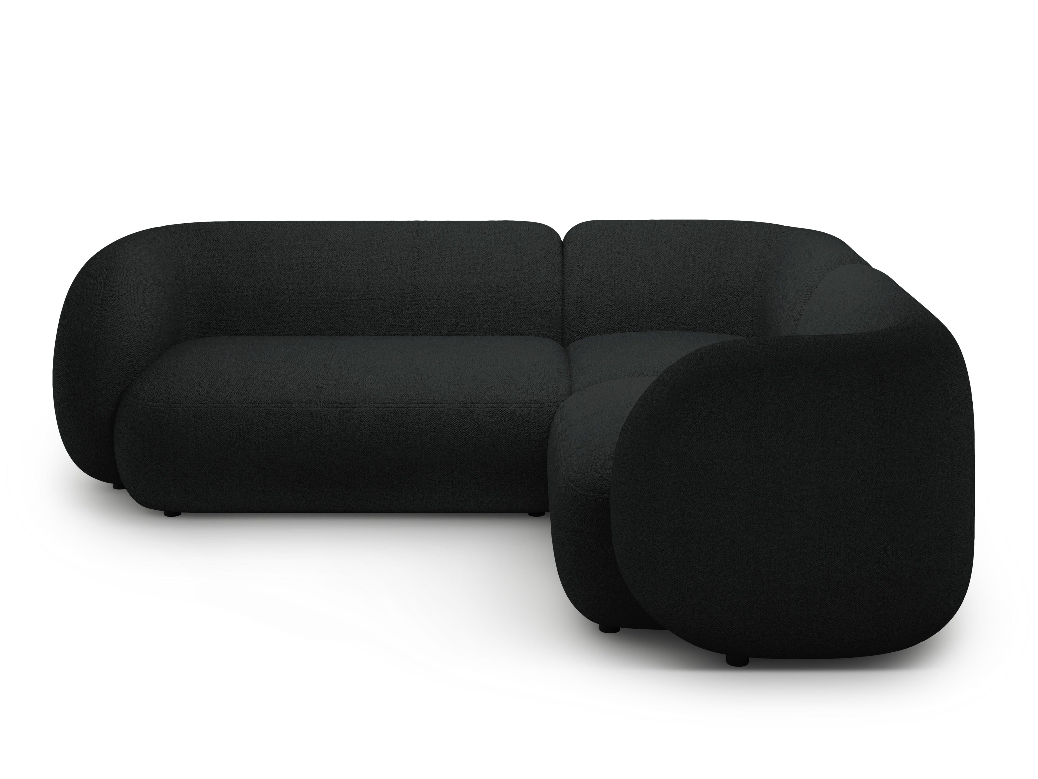 Right-facing corner sofa for 4 people KATE black boucle