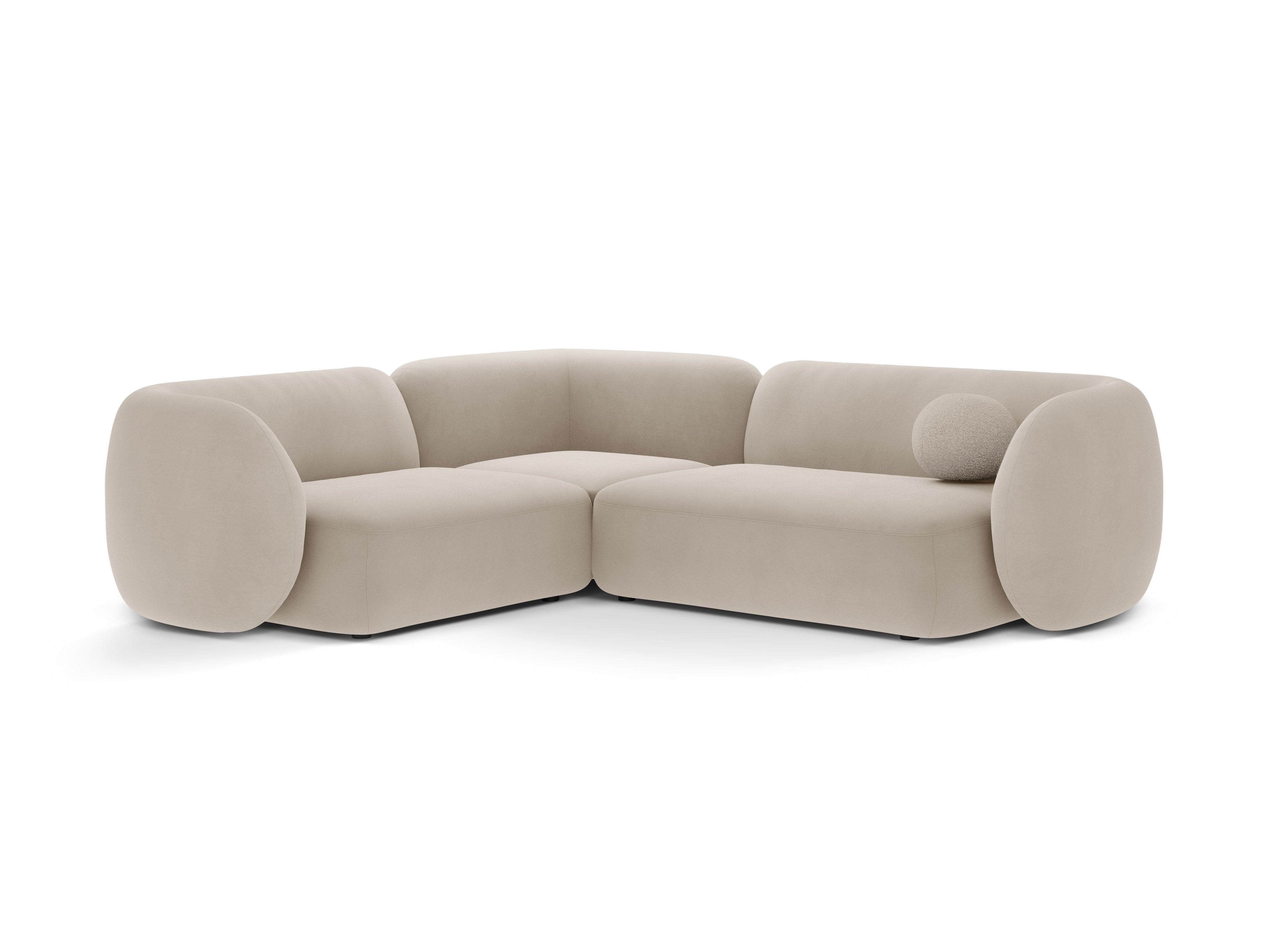 Velvet corner sofa left-sided for 4 people KATE beige