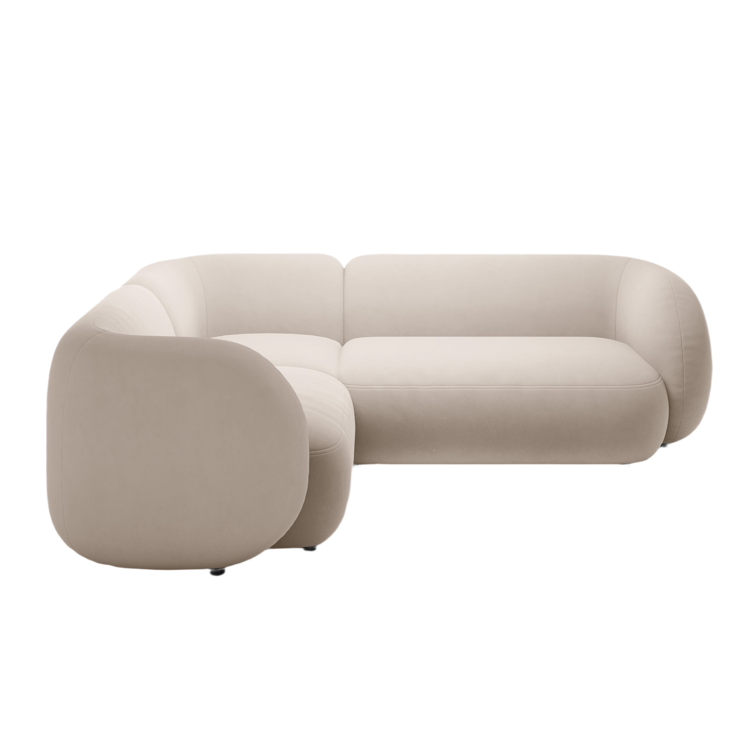 Velvet corner sofa left-sided for 4 people KATE beige