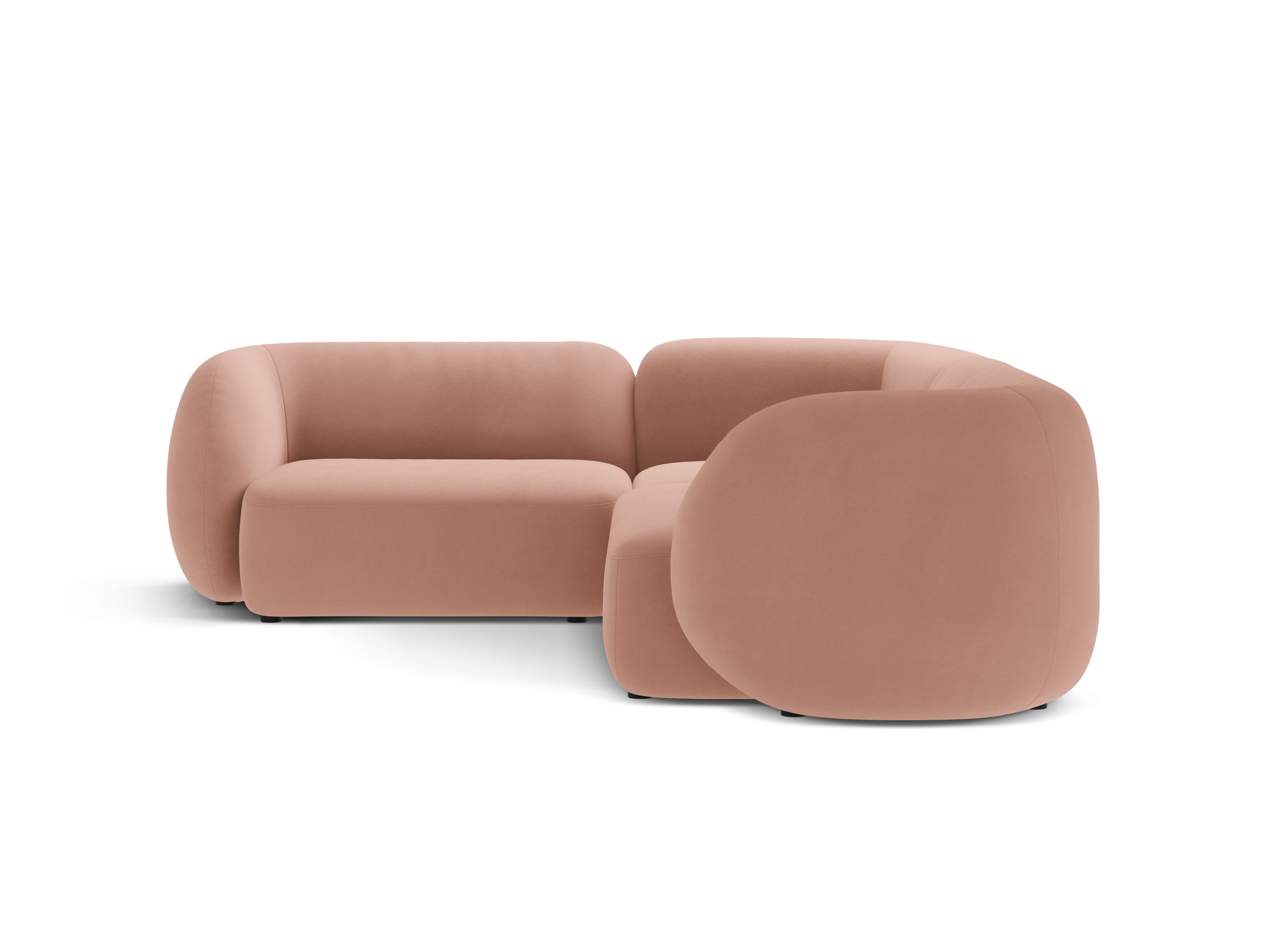 Velvet corner sofa left-sided for 4 people KATE pink