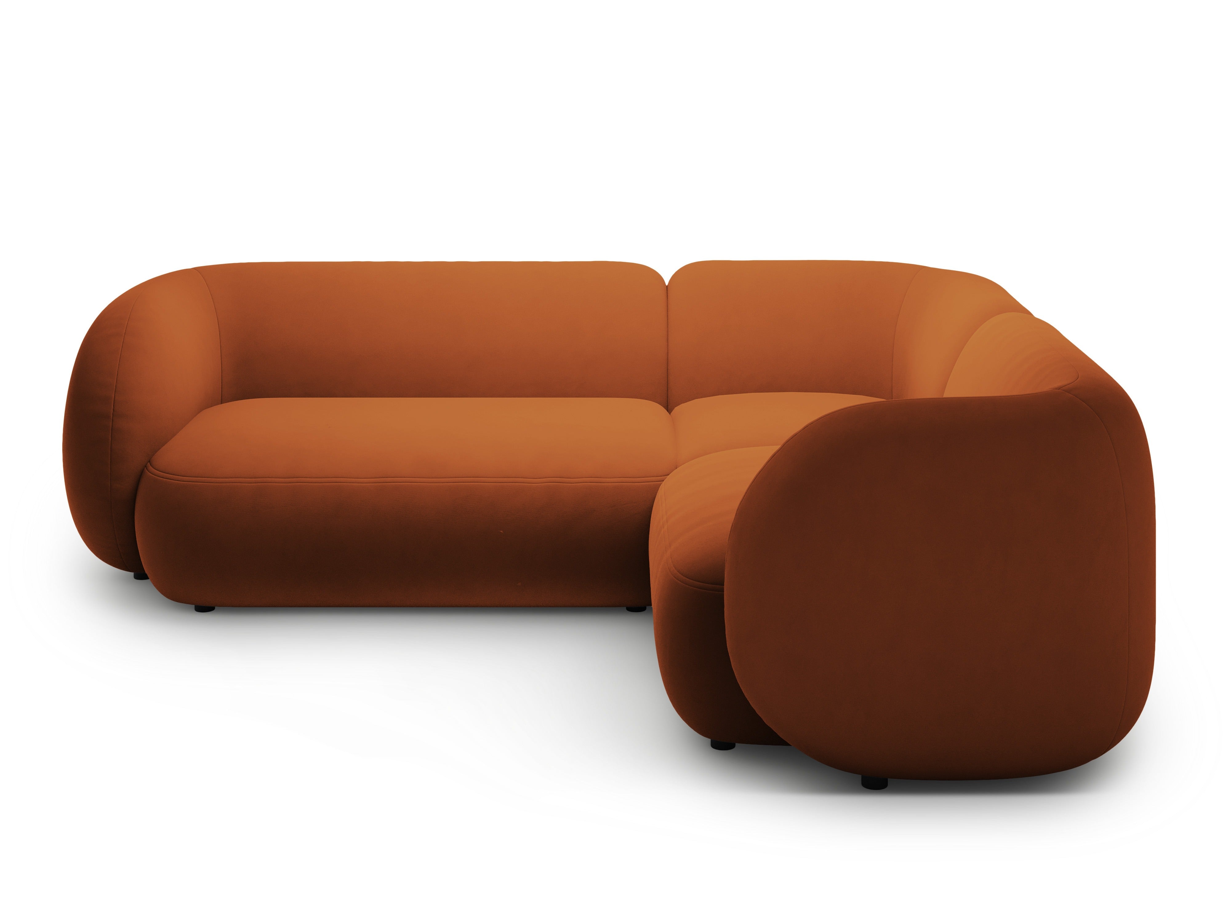 Right-facing velvet corner sofa for 4 people KATE terracotta