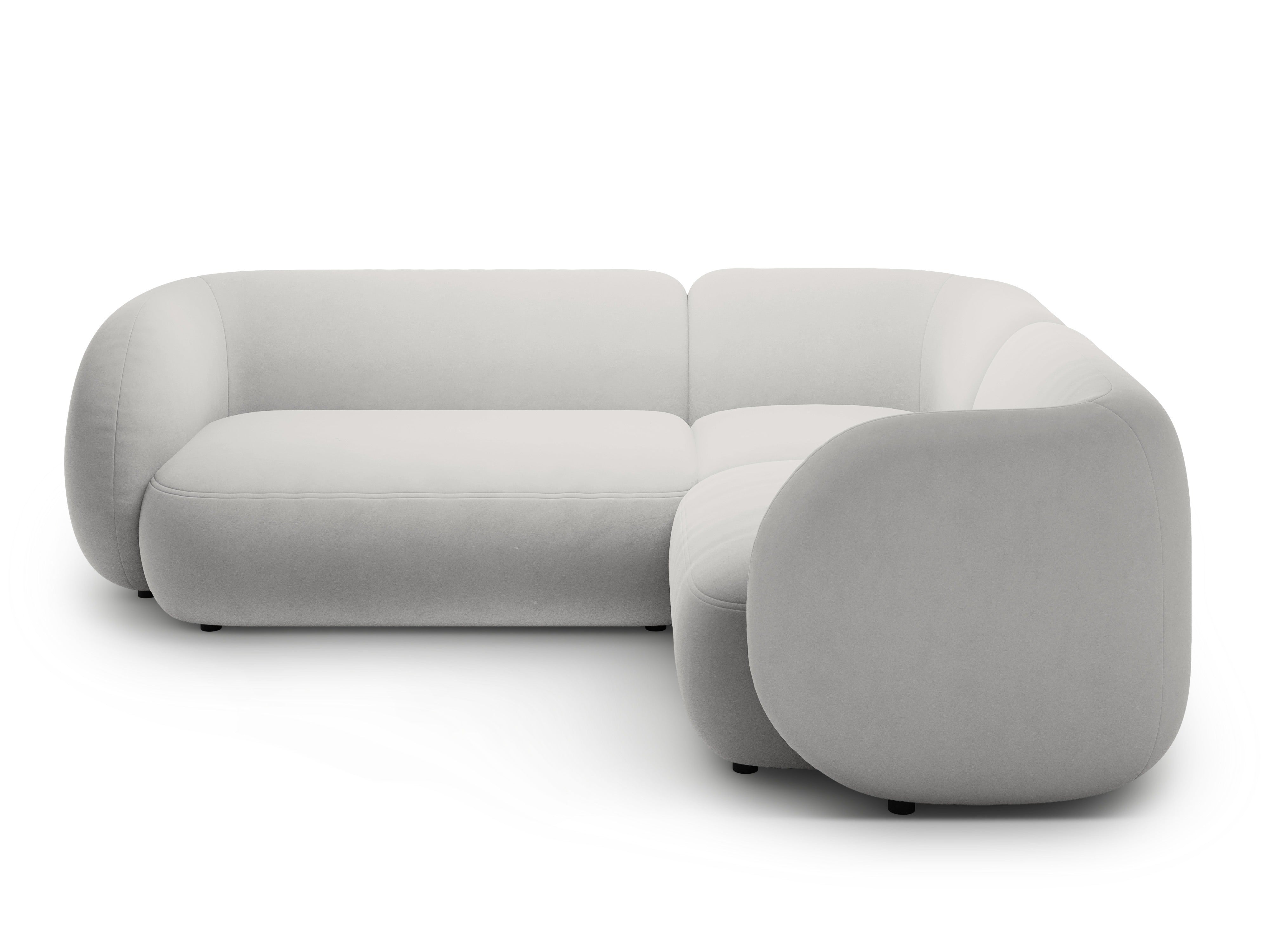 Right-facing velvet corner sofa for 4 people KATE light gray