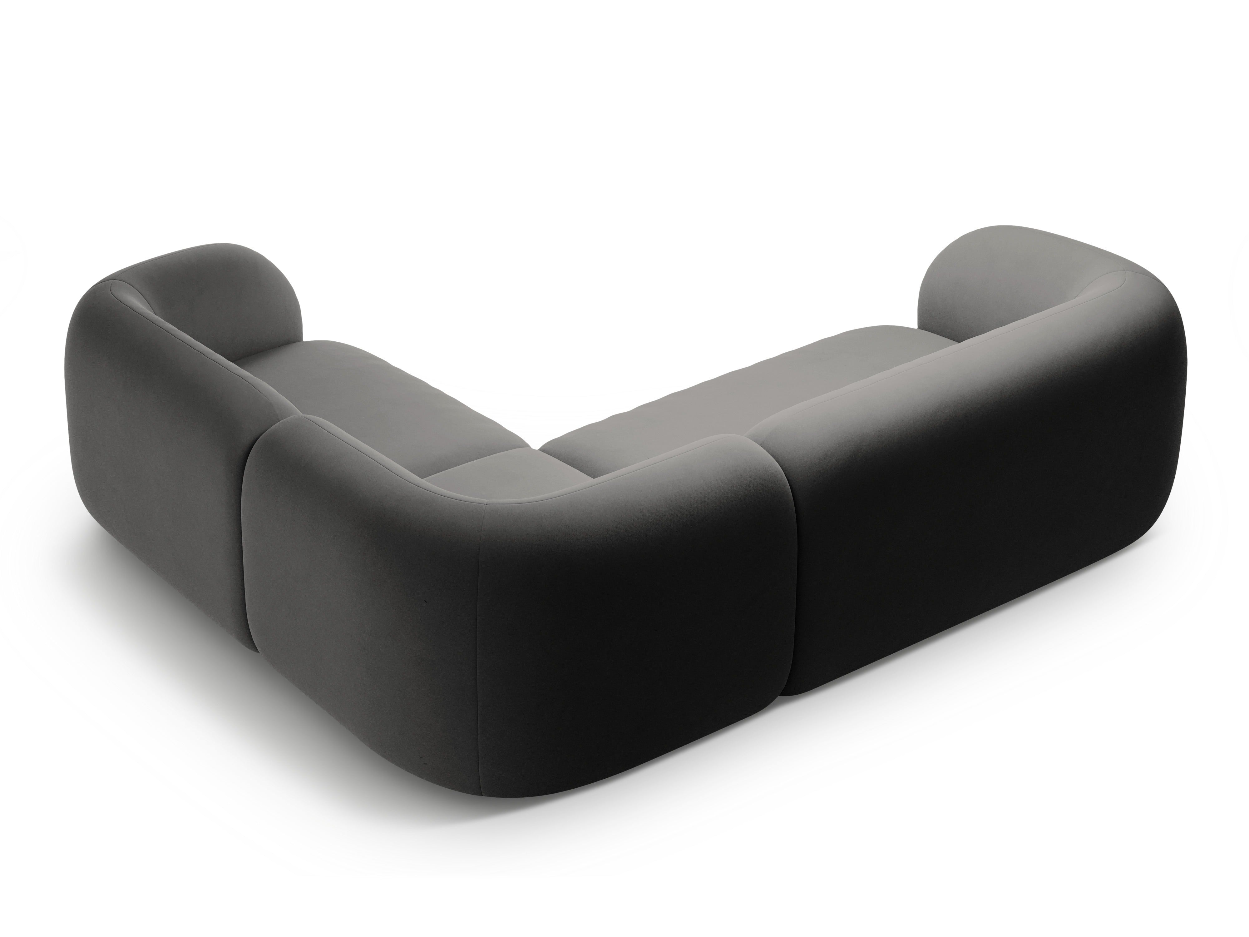 Right-facing velvet corner sofa for 4 people KATE dark gray