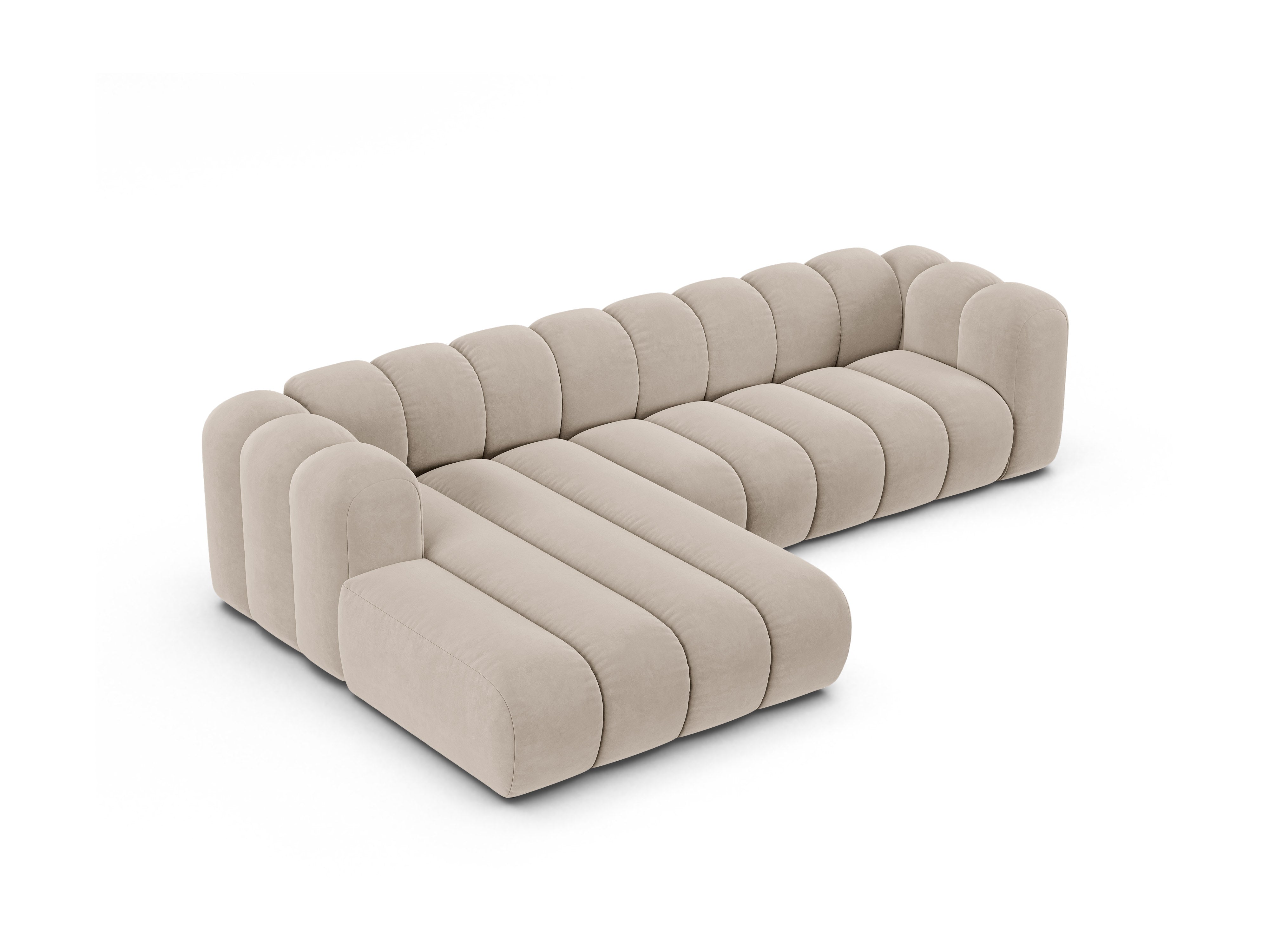 Samt-Ecksofa für 4 Personen links LUPINE beige