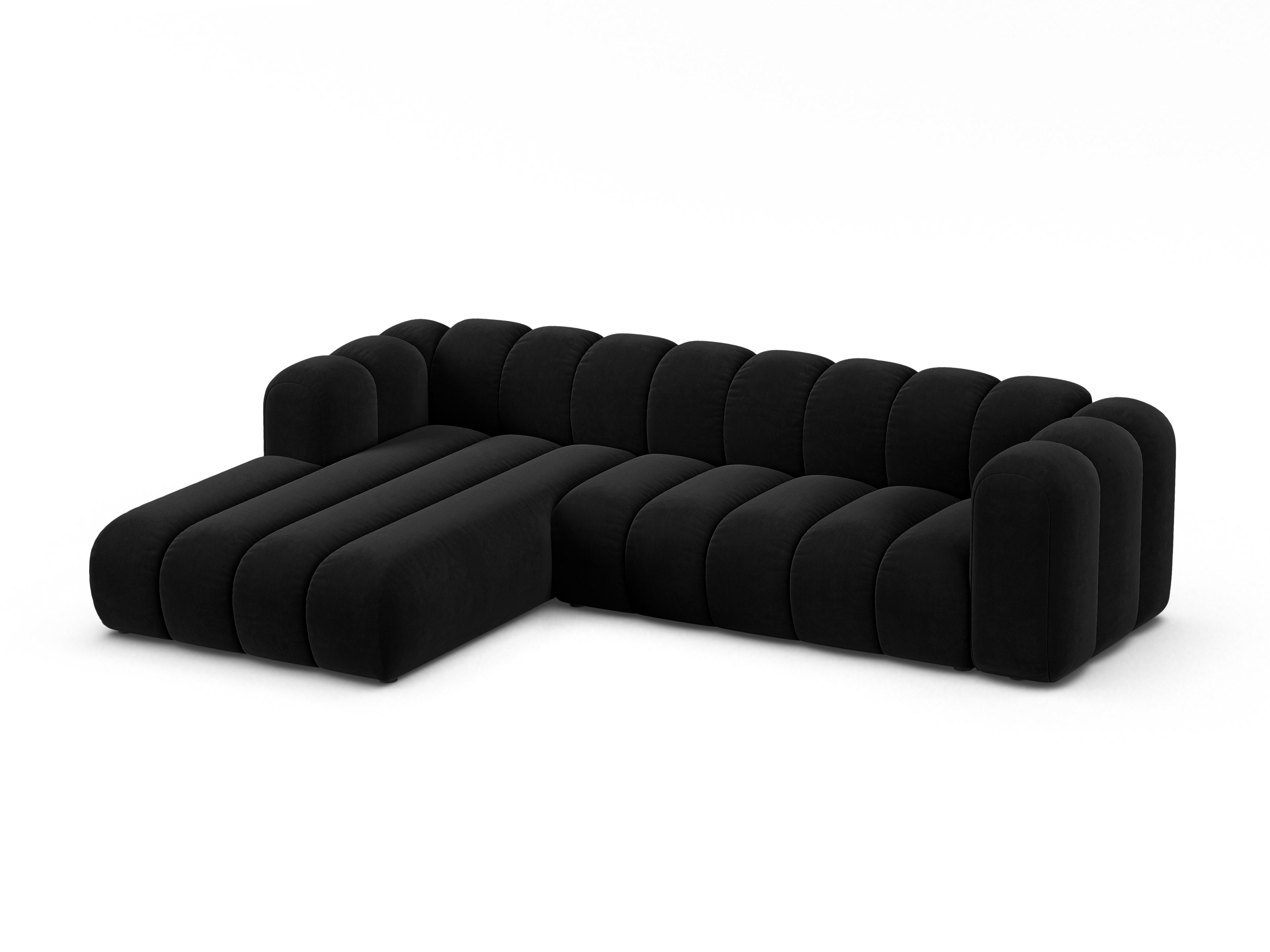 Samt-Ecksofa für 4 Personen links LUPINE schwarz