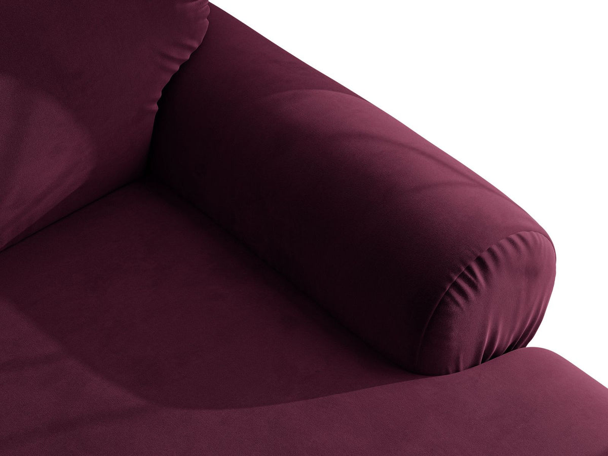 Narożnik 2,5-osobowy aksamitny lewostronny OPHELIA burgundowy – detal wykonania