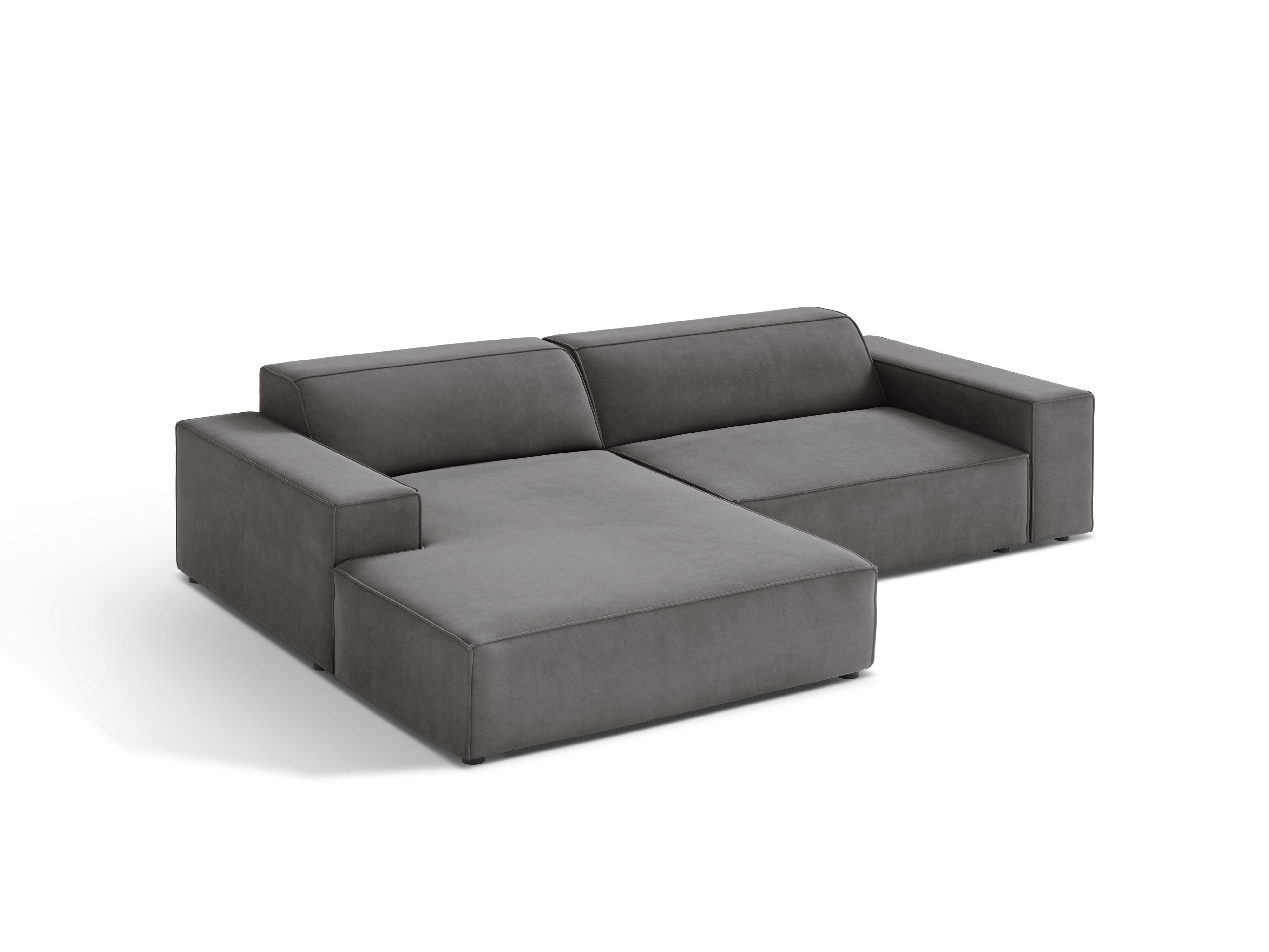 Samt-Ecksofa JODIE links, 3-Sitzer, grau
