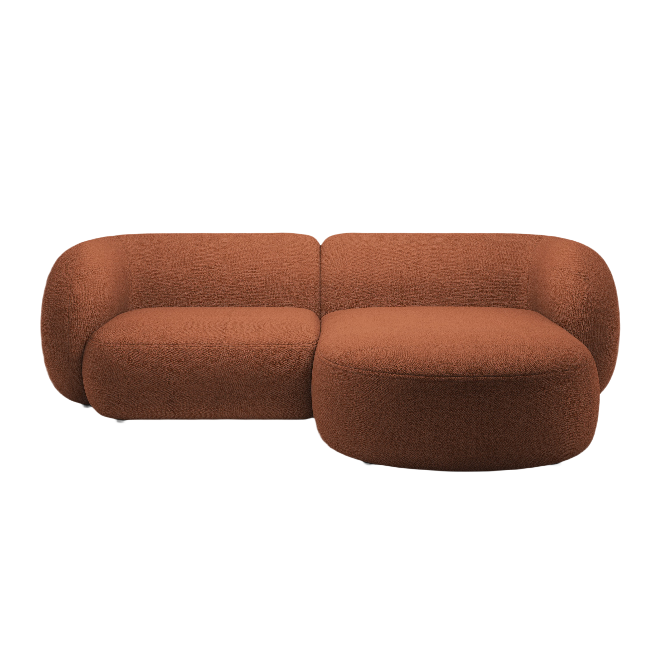 Right-facing 2-seater sofa KATE terracotta boucle
