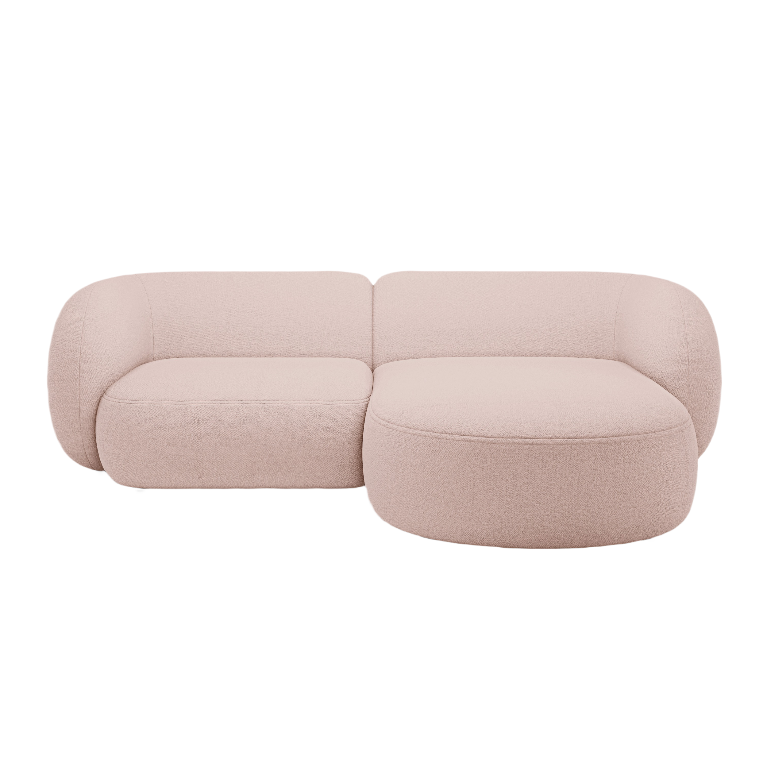 Right-facing 2-seater sofa KATE pink boucle