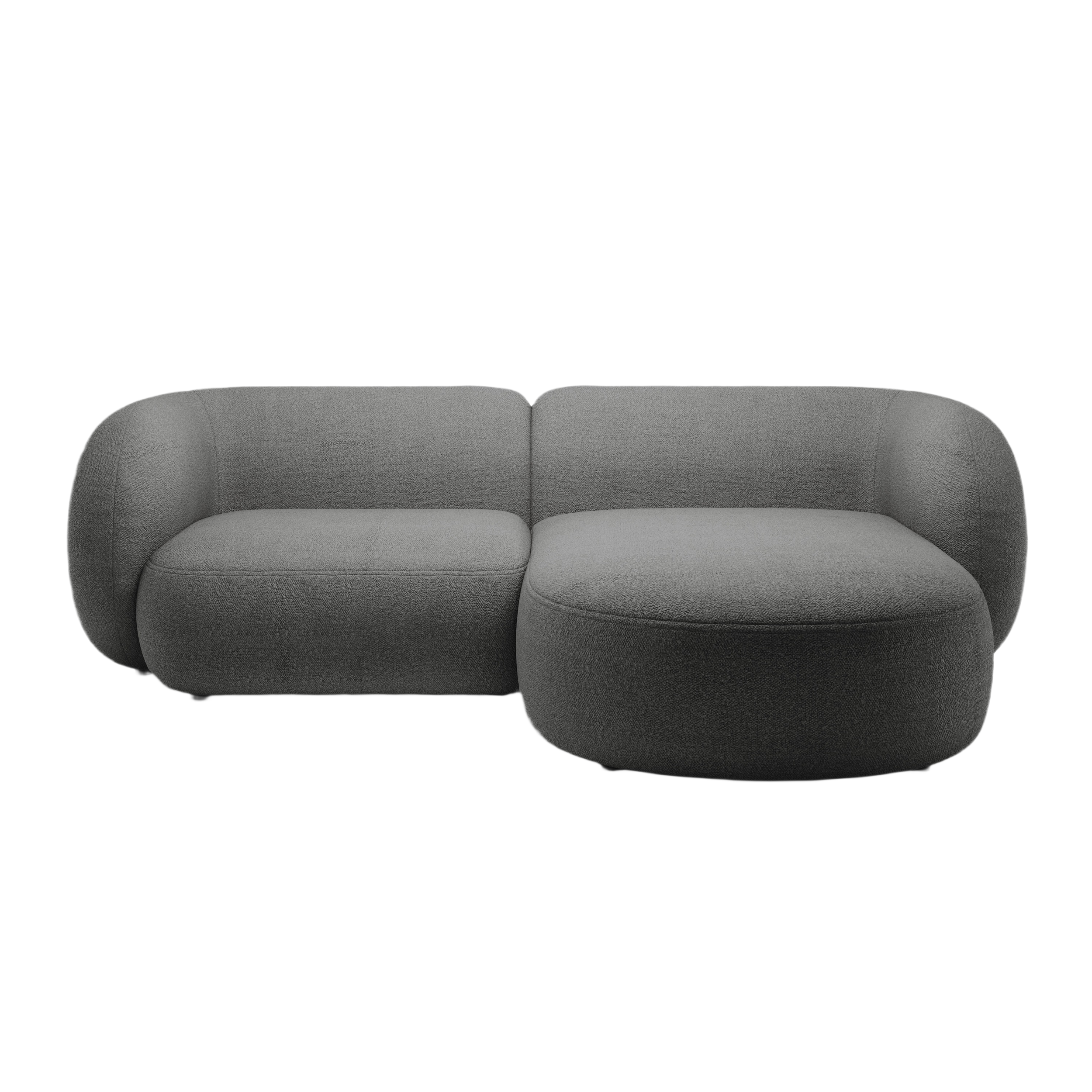 Right-facing 2-seater sofa KATE dark gray boucle