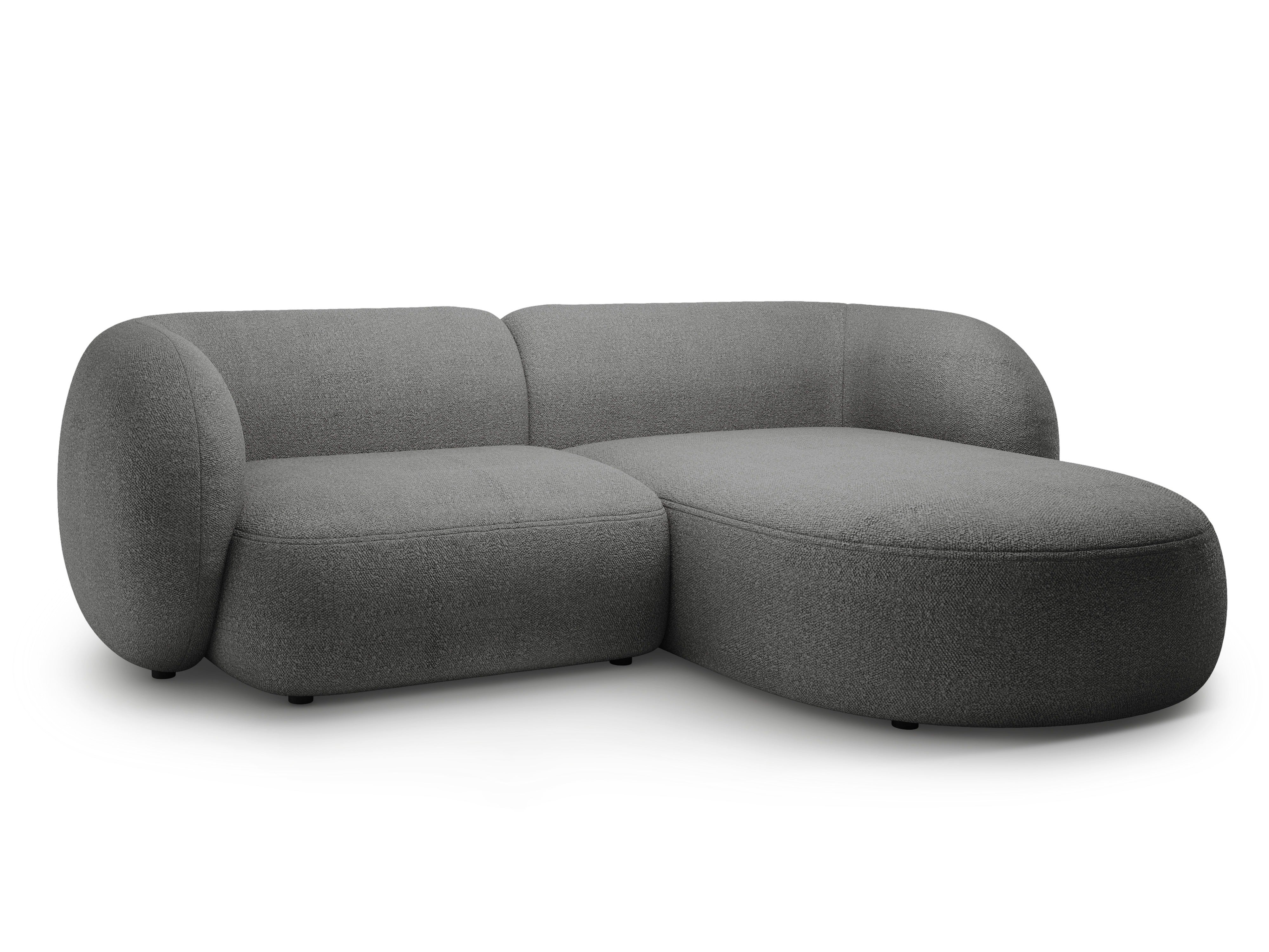 Right-facing 2-seater sofa KATE dark gray boucle