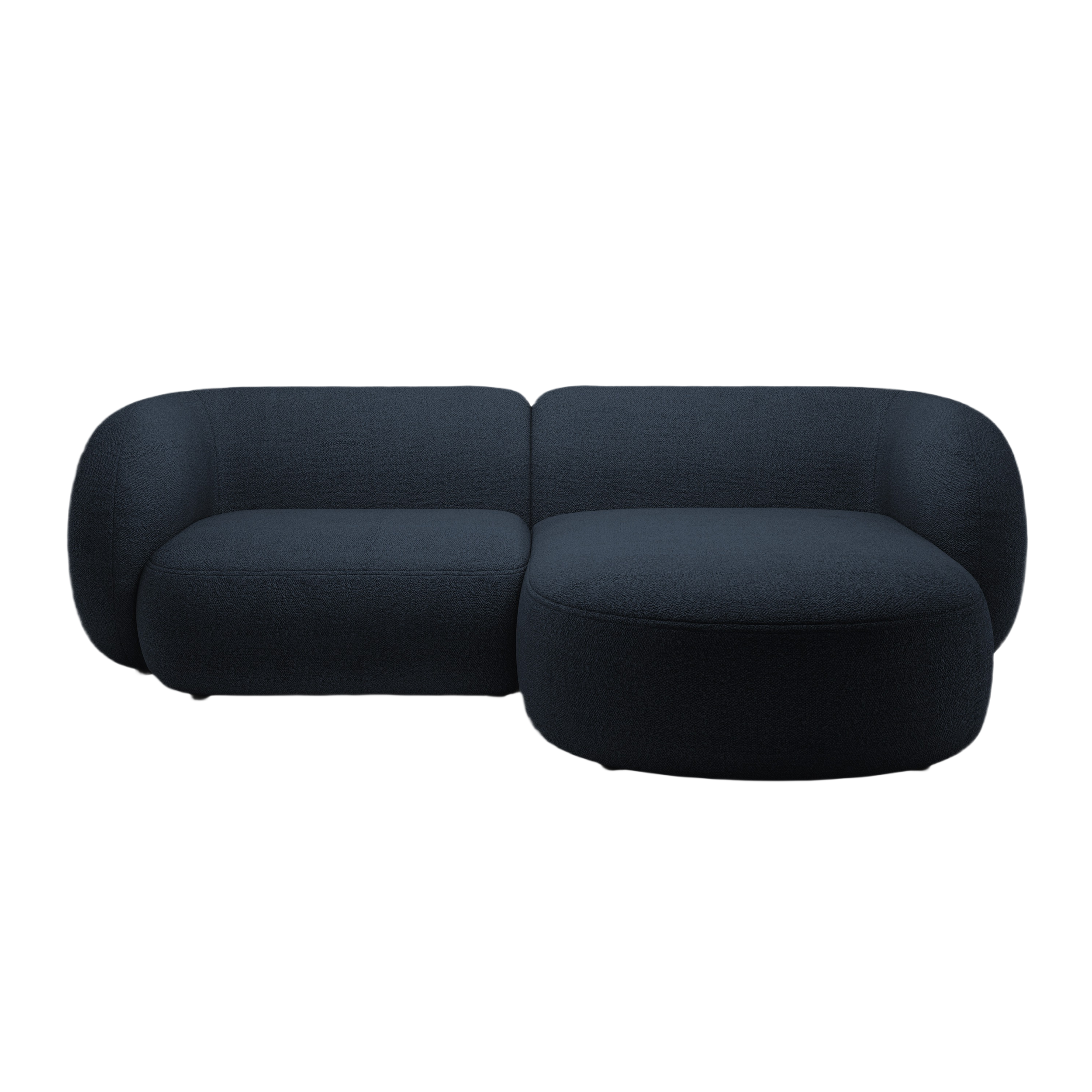 Right-facing 2-seater sofa KATE in navy blue boucle