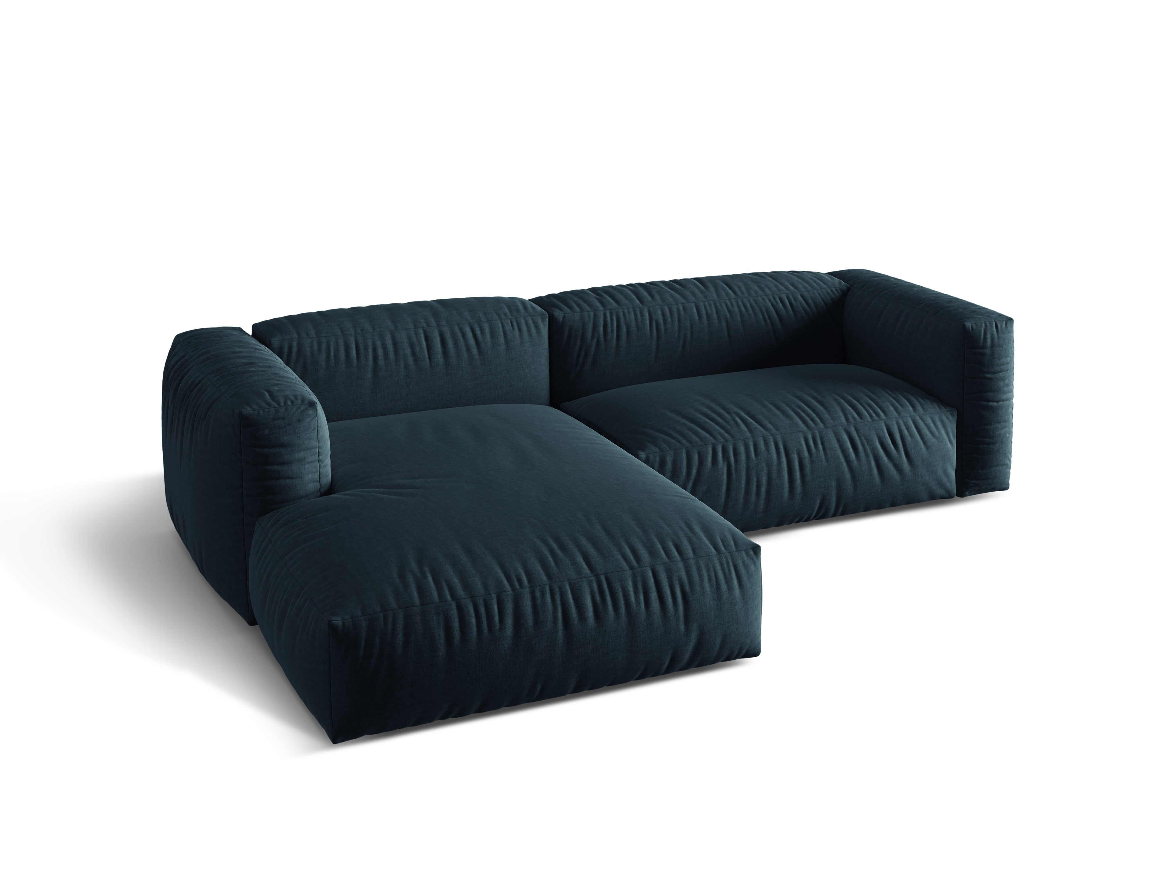 Left-hand corner of 2-person blue denim