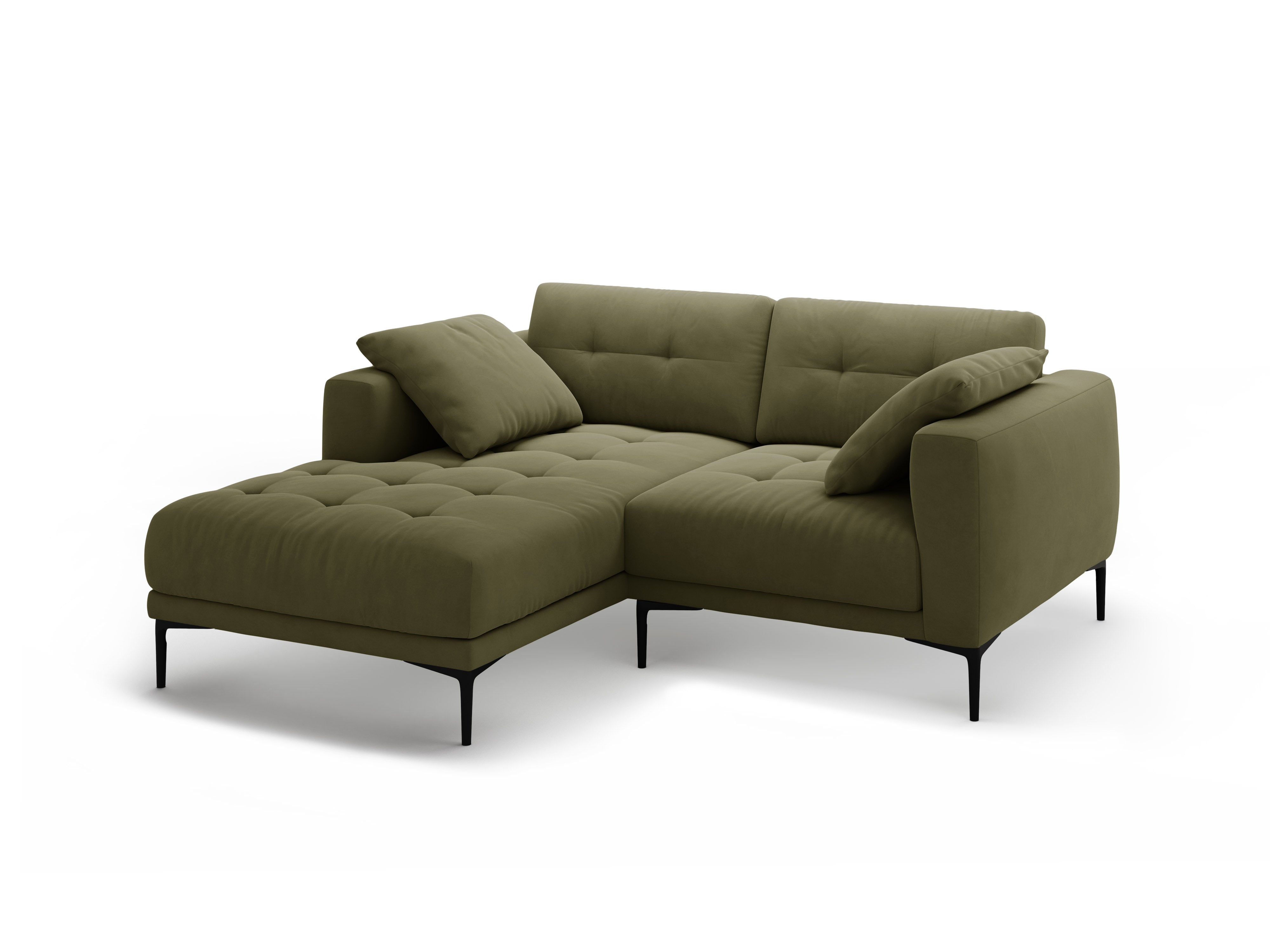 Left-facing velvet corner sofa BEMY green