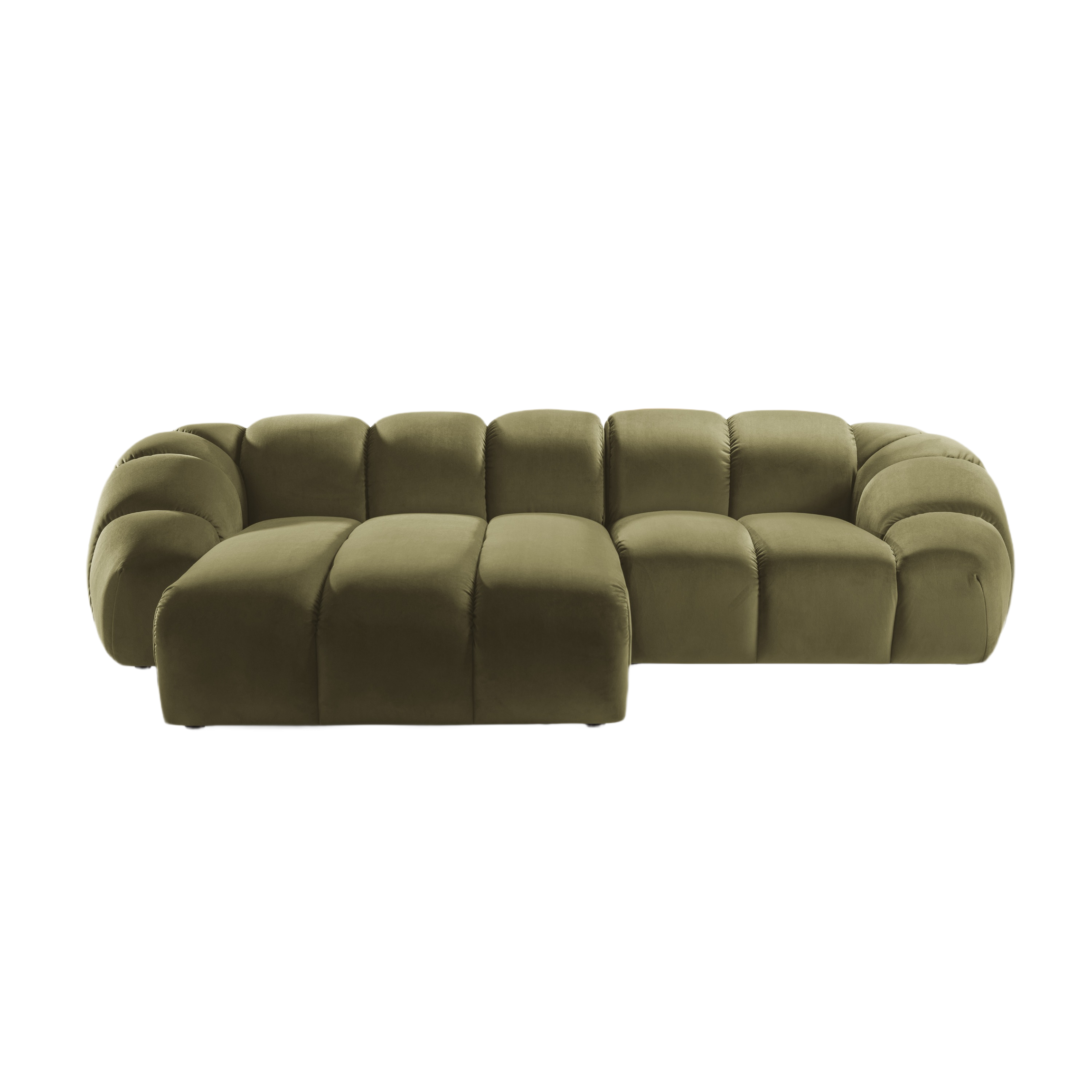 Velvet corner sofa for three people, left-sided, DIANA, green