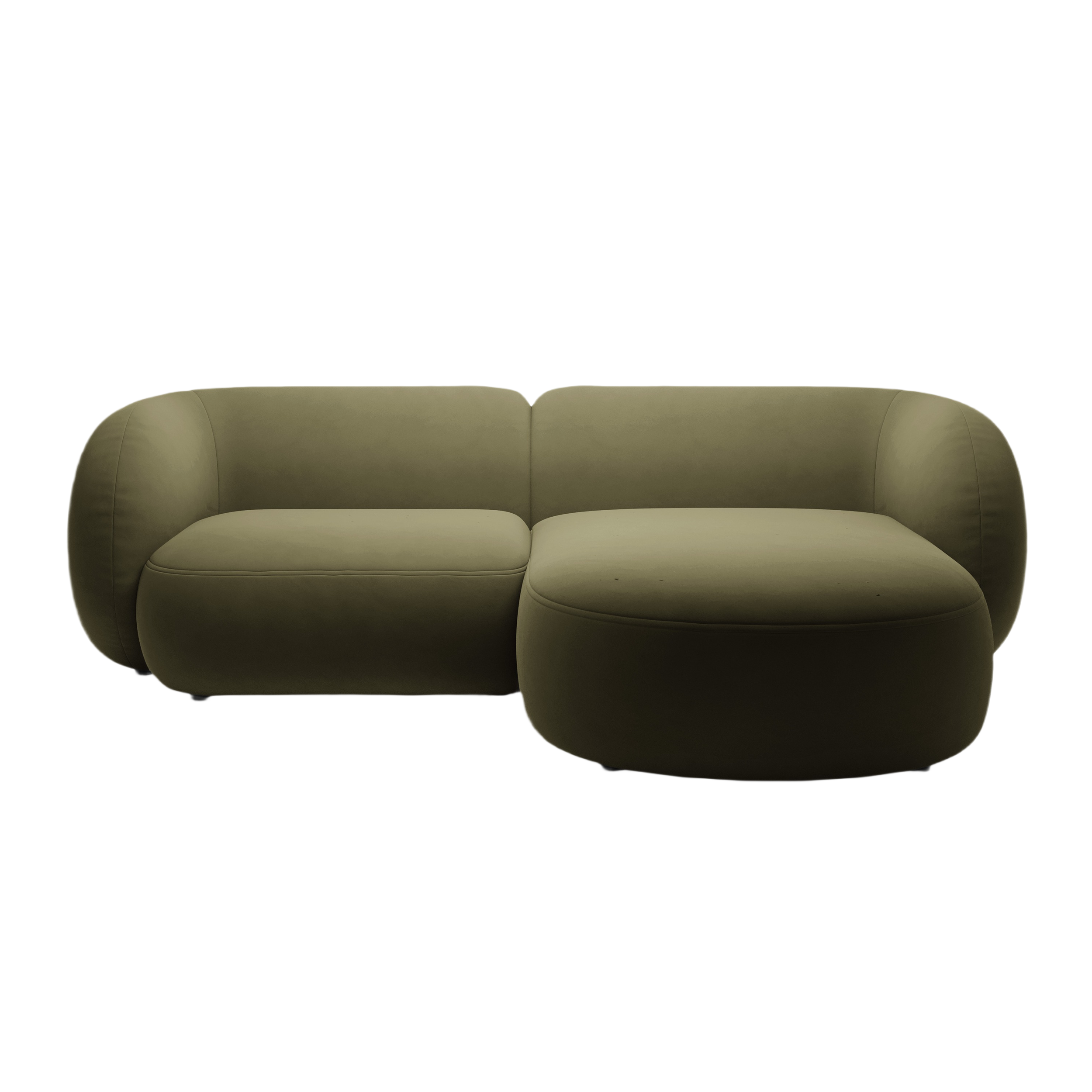 Right-facing velvet corner sofa for 2 people KATE green