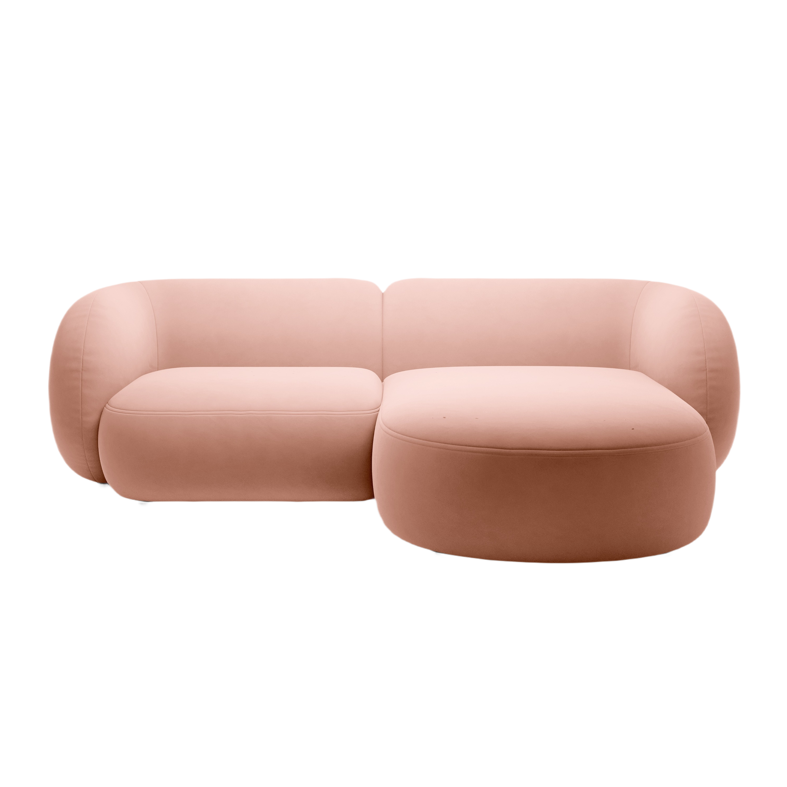 Right-facing velvet corner sofa for 2 people KATE pink