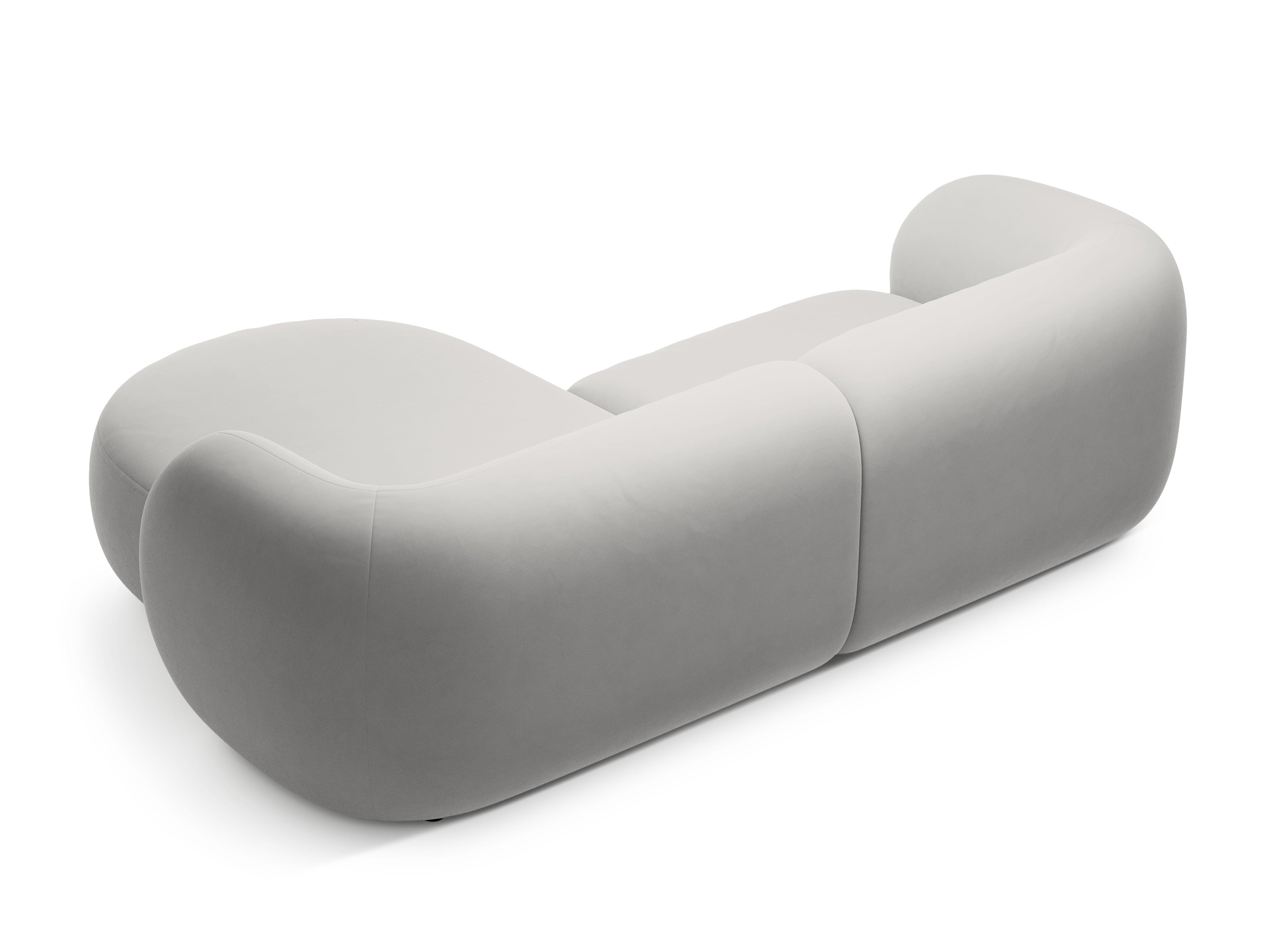 Right-facing velvet corner sofa for 2 people KATE light gray