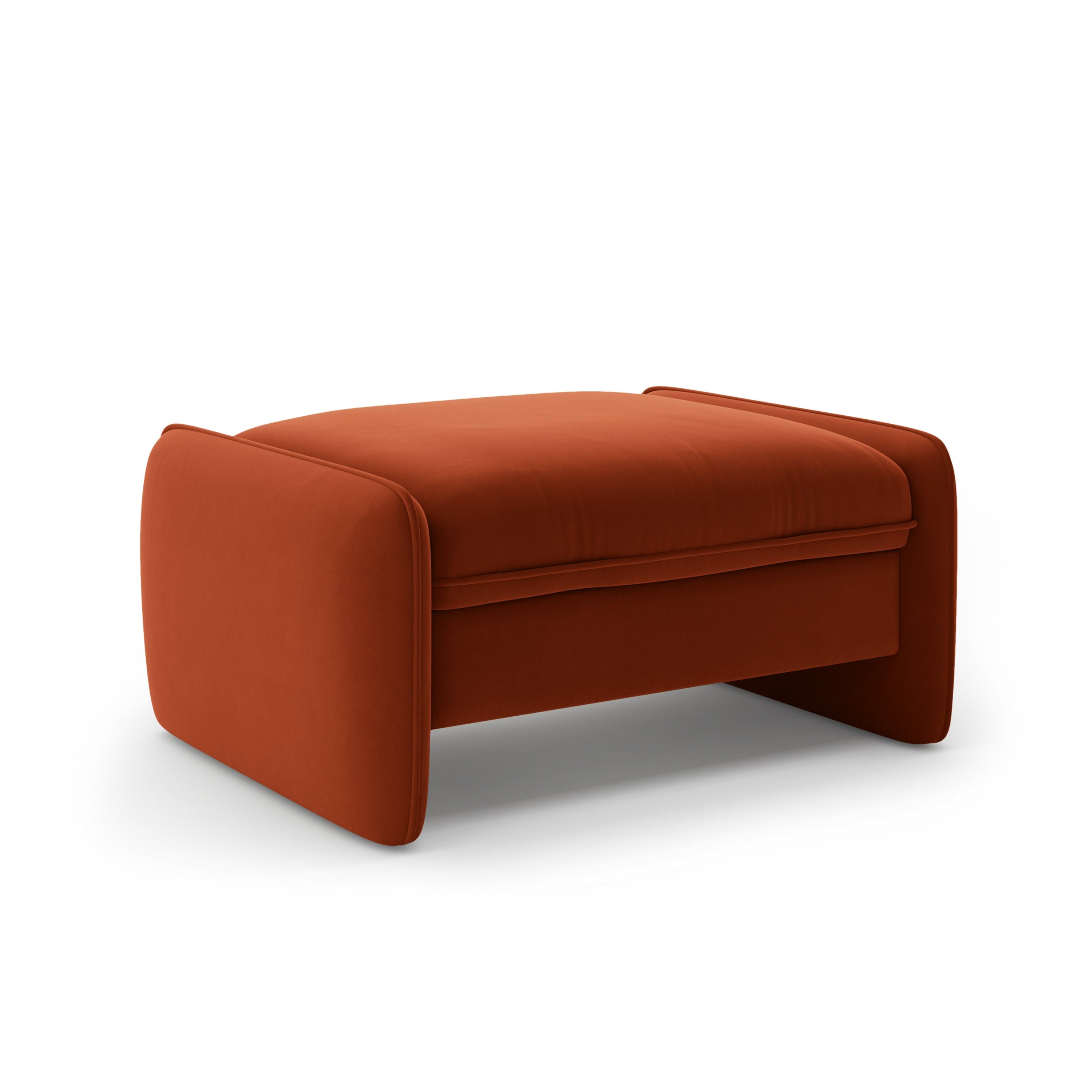 Samt-Pouf GEORGIA in Kastanienbraun