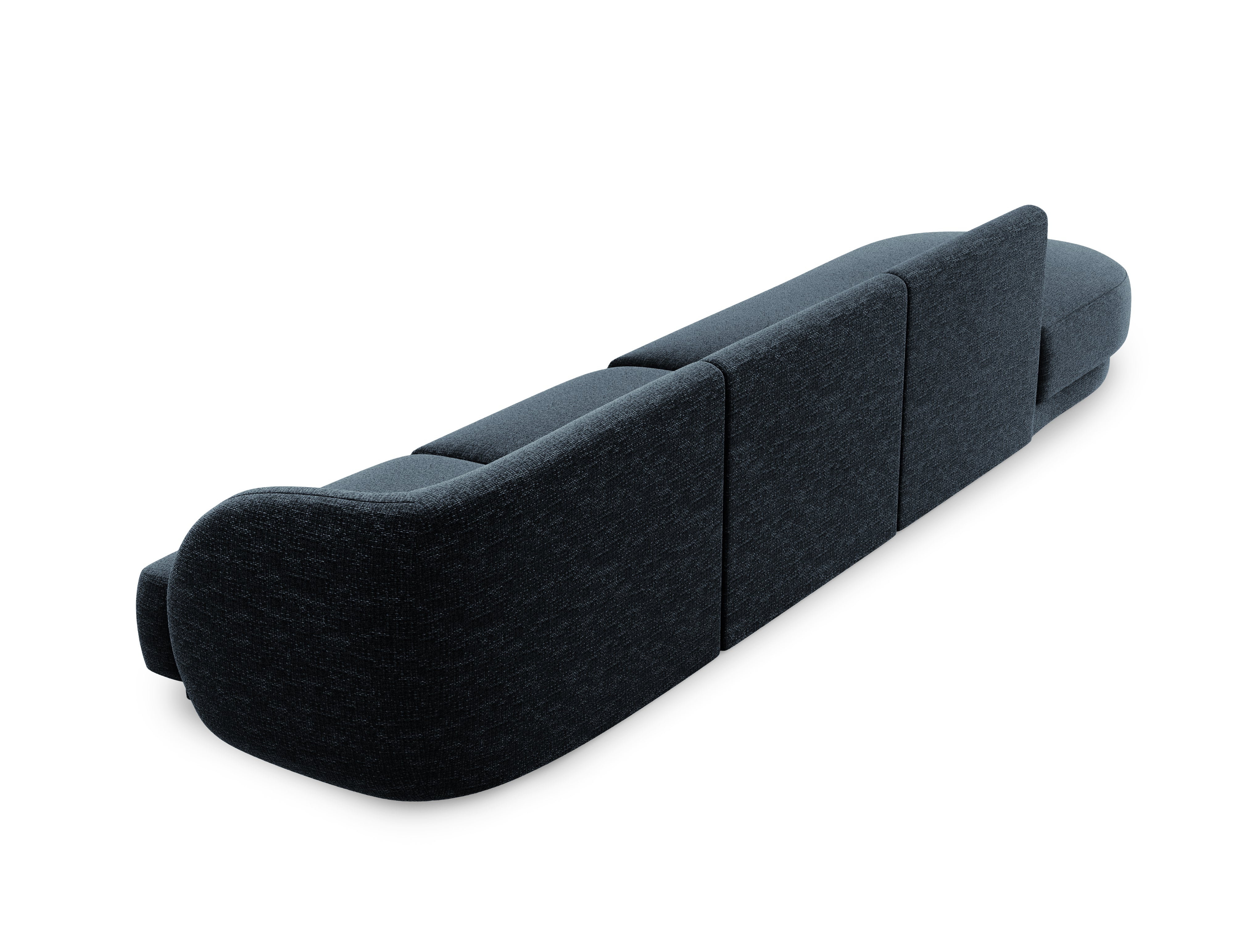 Sofa lewostronna 4-osobowa w tkaninie szenilowej otwarta MILEY granatowy Micadoni    Eye on Design