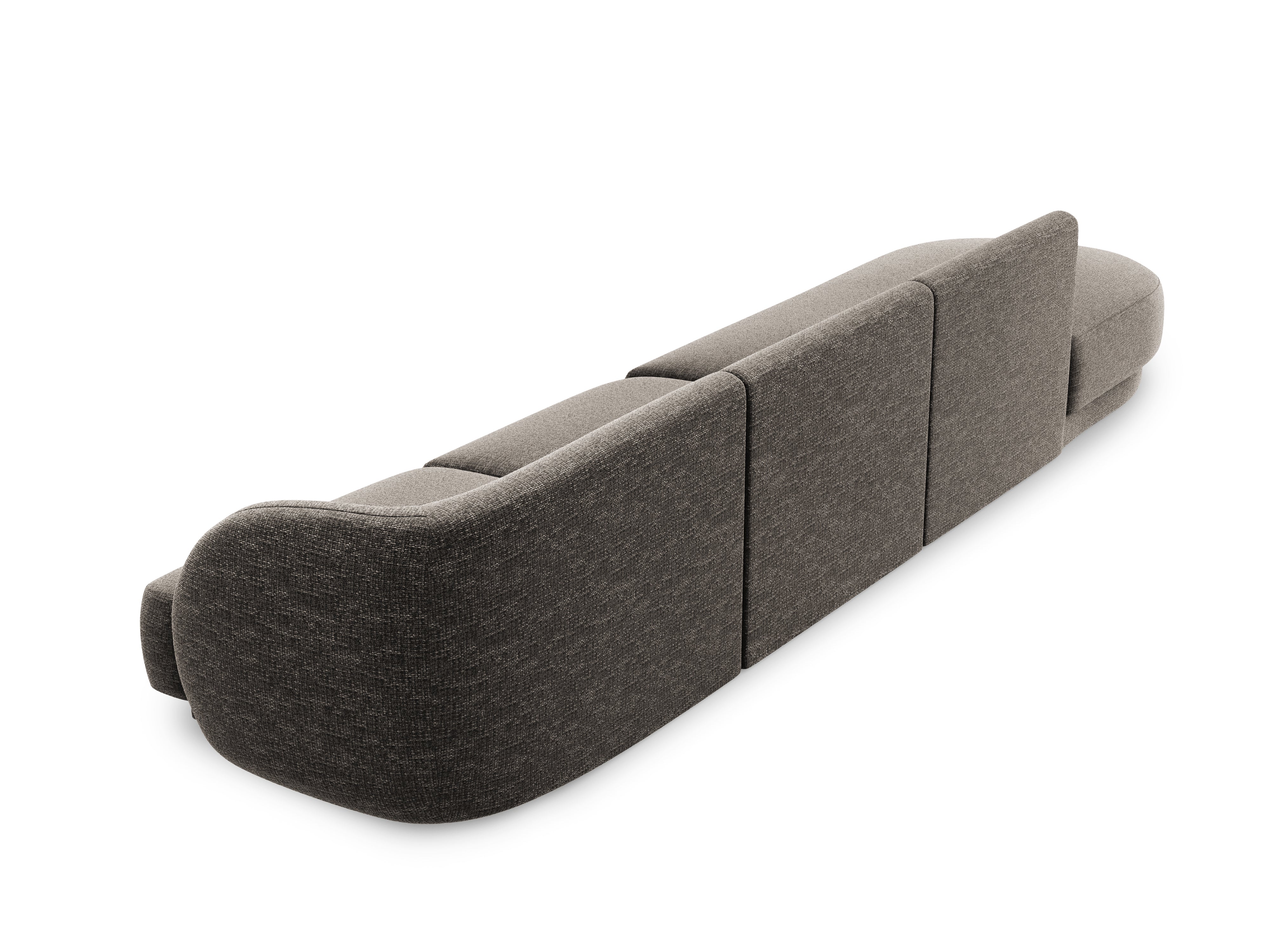 Sofa lewostronna 4-osobowa w tkaninie szenilowej otwarta MILEY szary Micadoni    Eye on Design