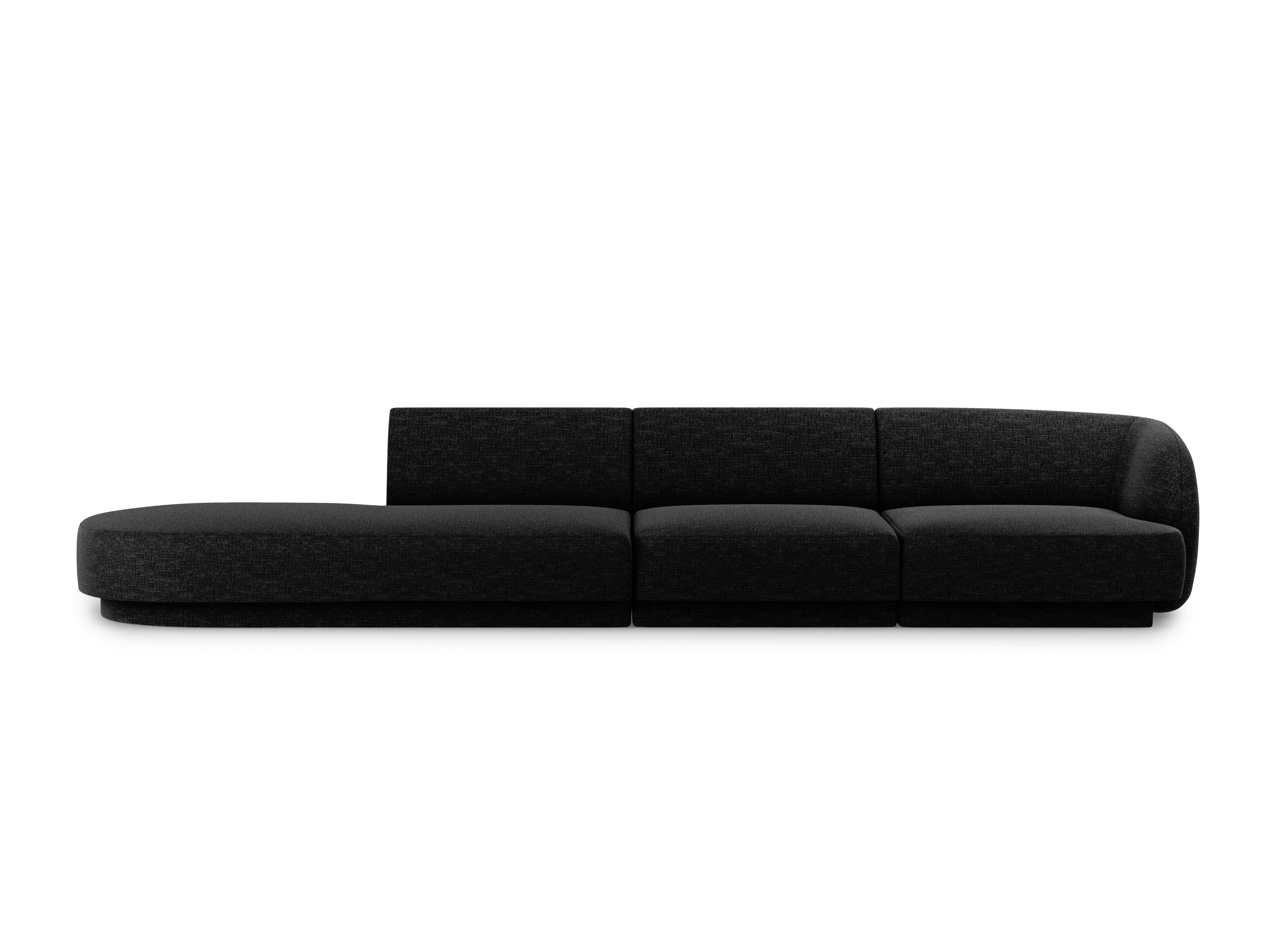 Open left-sided 4-seater sofa MILEY black chenille