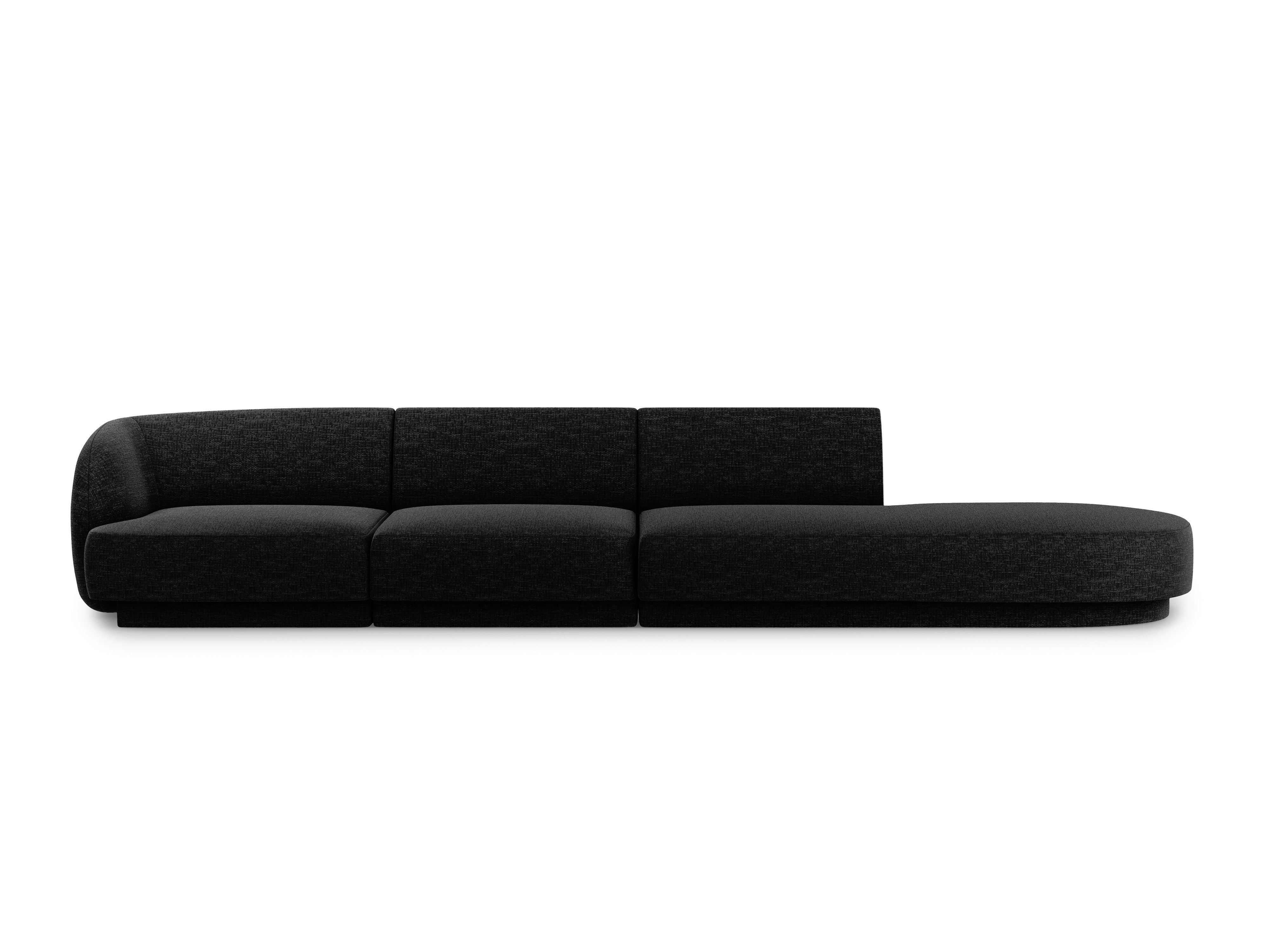 Open right-sided 4-seater sofa MILEY black chenille