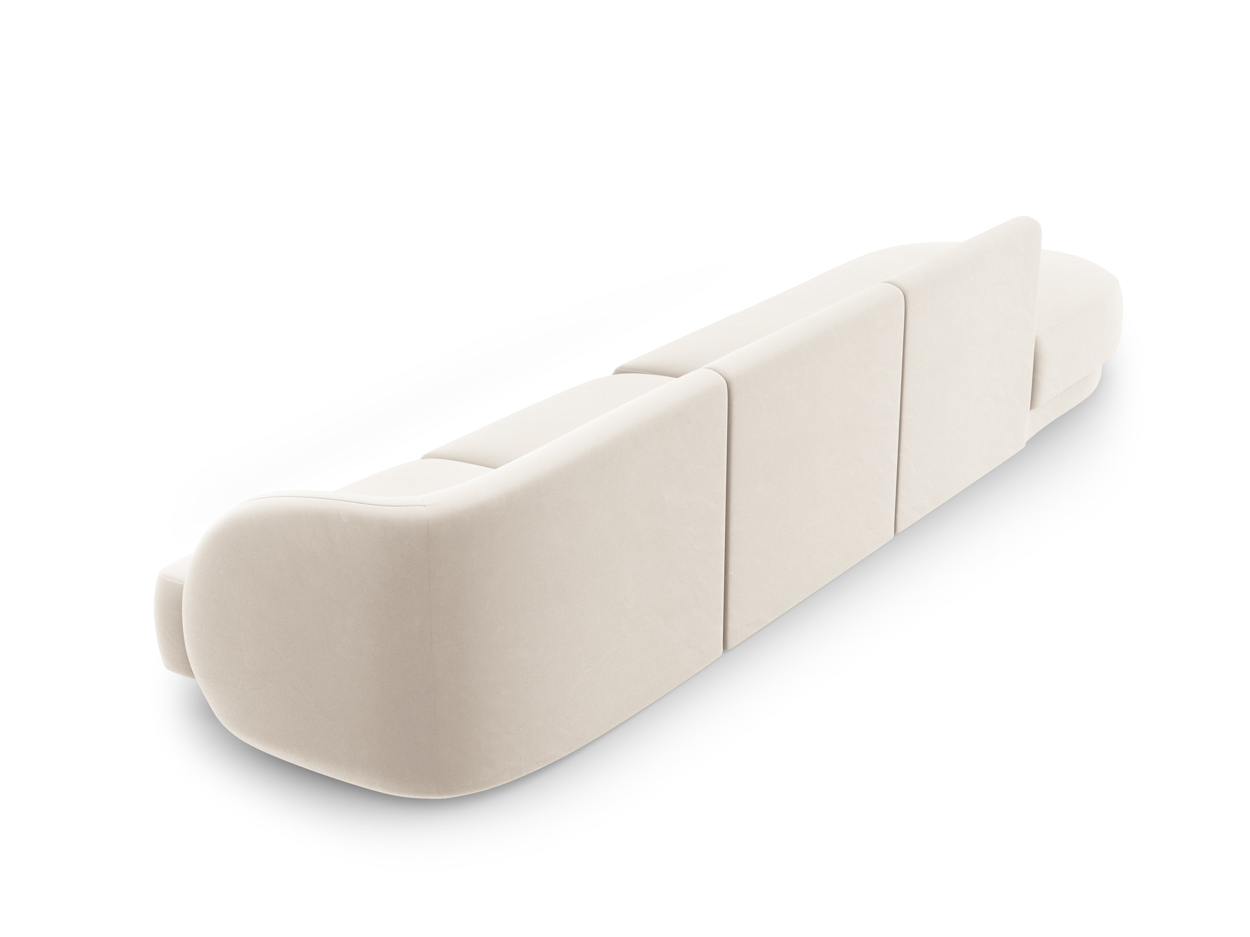 Sofa aksamitna lewostronna 4-osobowa otwarta MILEY beżowy Micadoni    Eye on Design