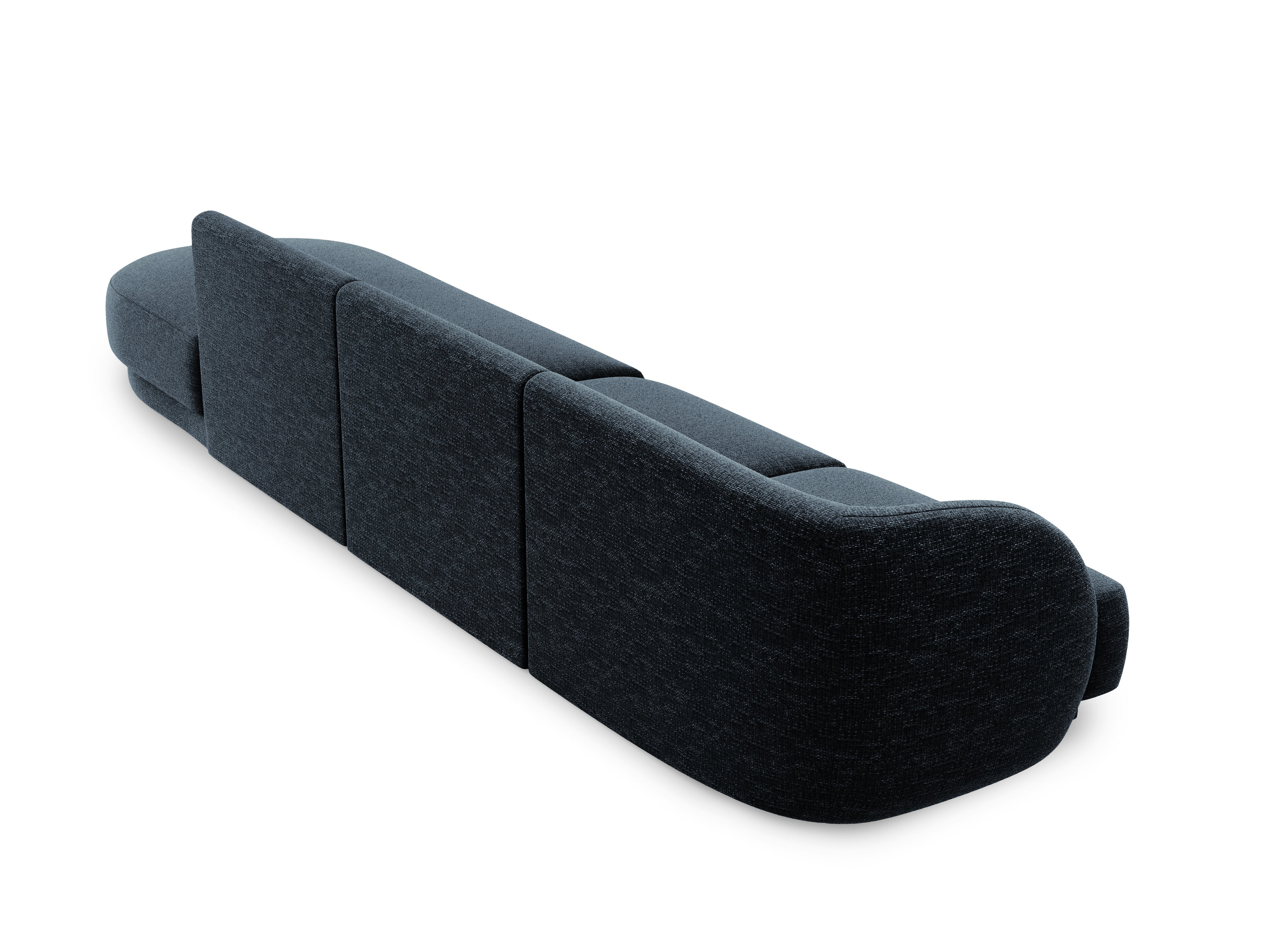 Sofa prawostronna 4-osobowa w tkaninie szenilowej otwarta MILEY granatowy Micadoni    Eye on Design