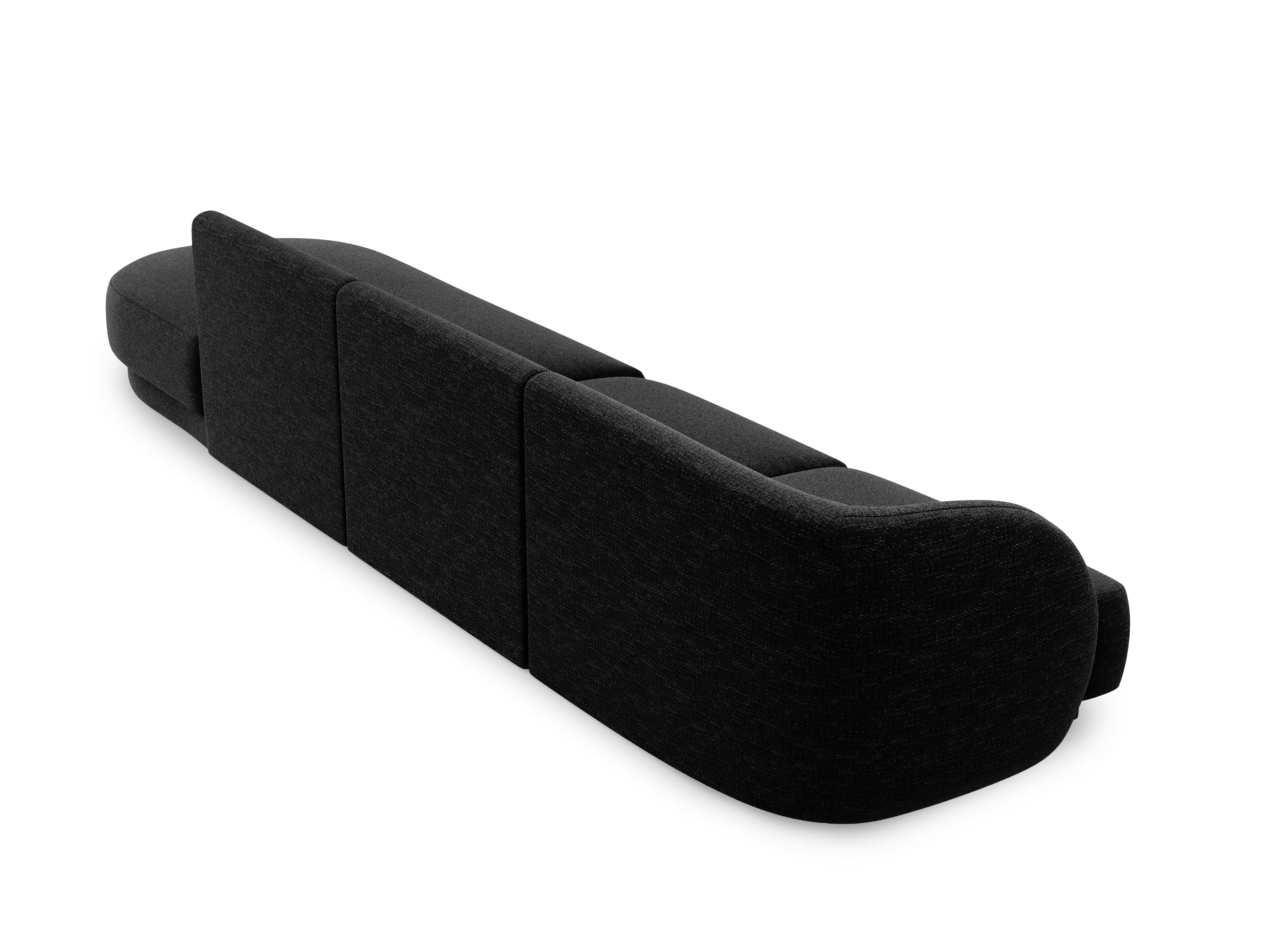 Sofa prawostronna 4-osobowa w tkaninie szenilowej otwarta MILEY czarny Micadoni    Eye on Design