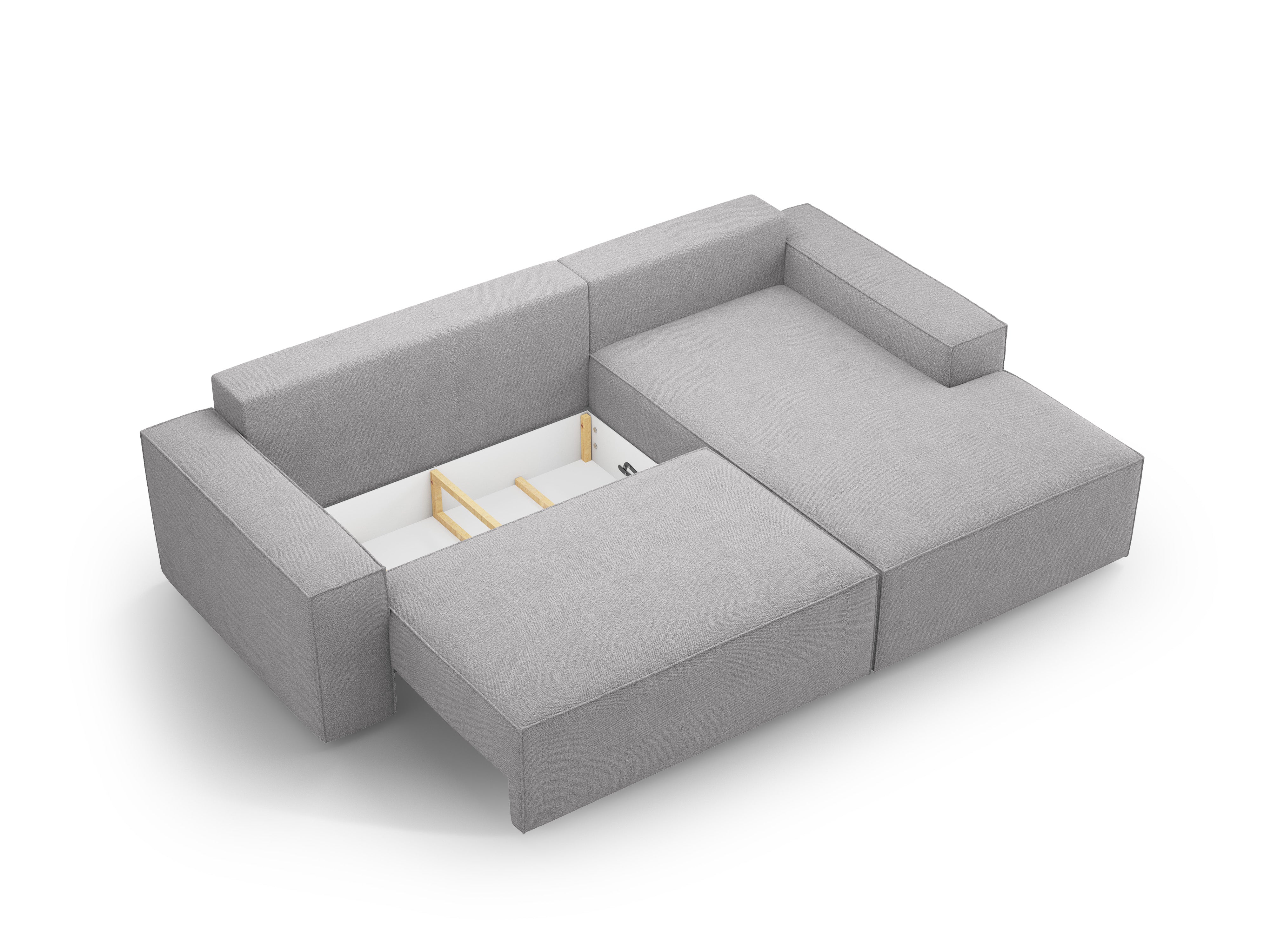 Rechtsseitige Schlafcouch JODIE hellgrau Boucle