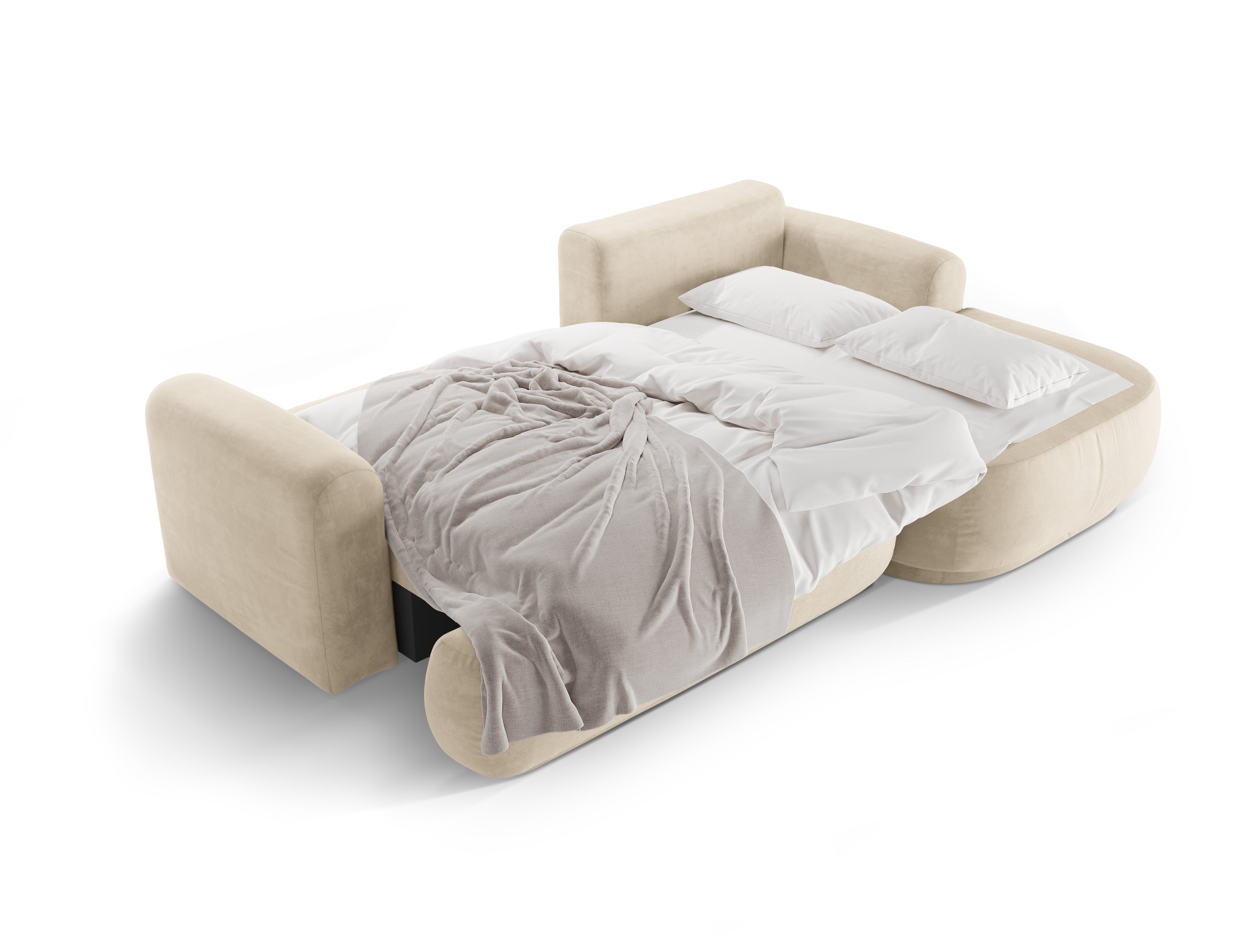 Right -sided velvet corner with sleeping function Ella light beige