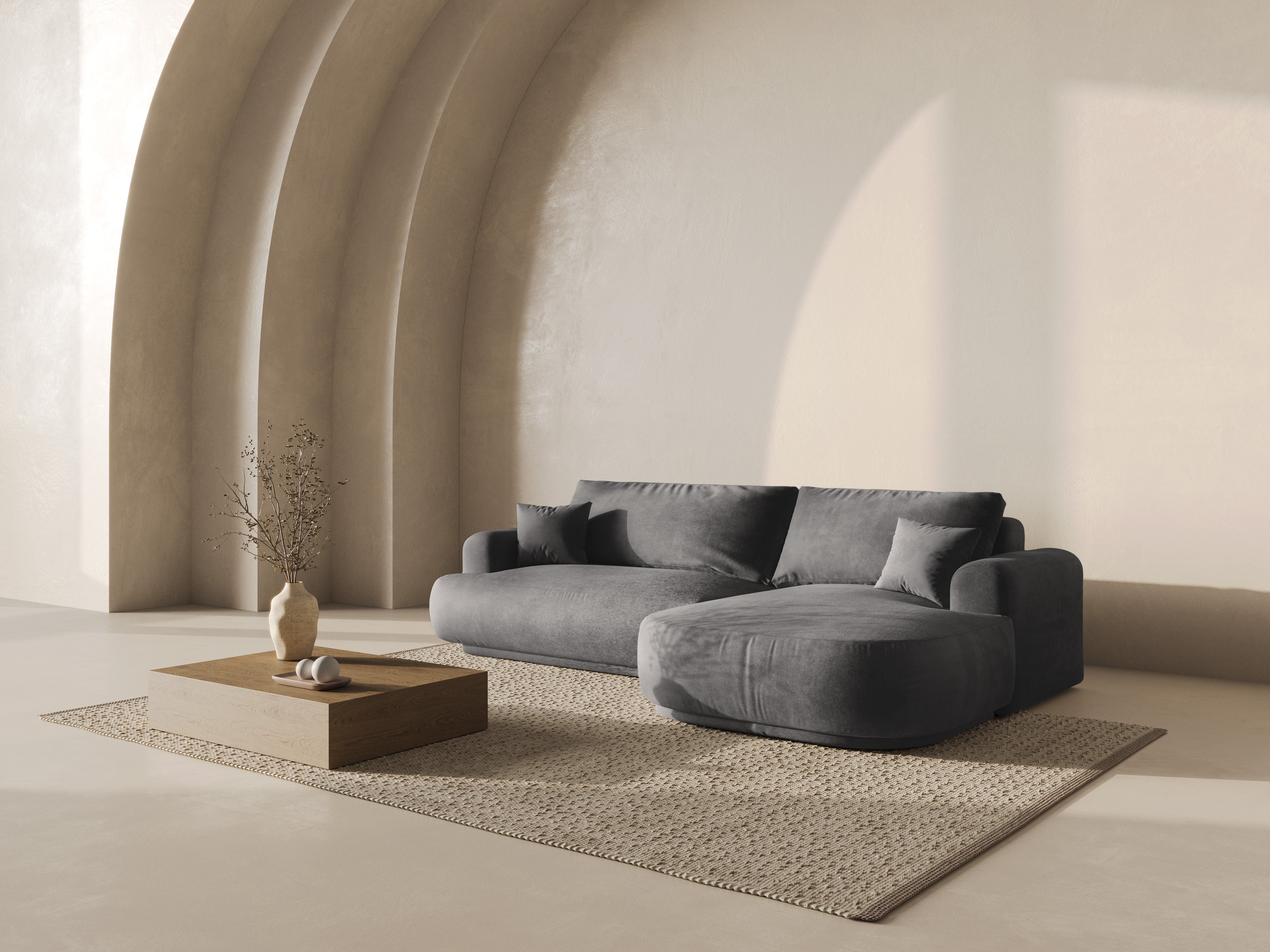 RECHTEN -SANDEL VELVET -Ecke mit Ella Grey Schlaffunktion